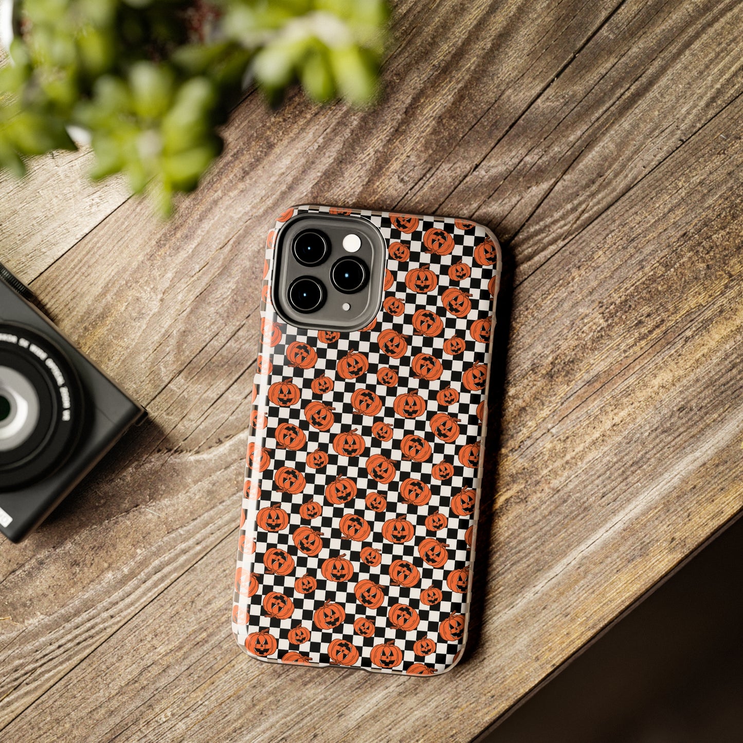 Pumpkin / Jack-O-Lantern Checkerboard Halloween/ Fall Patterned Tough Phone Cases