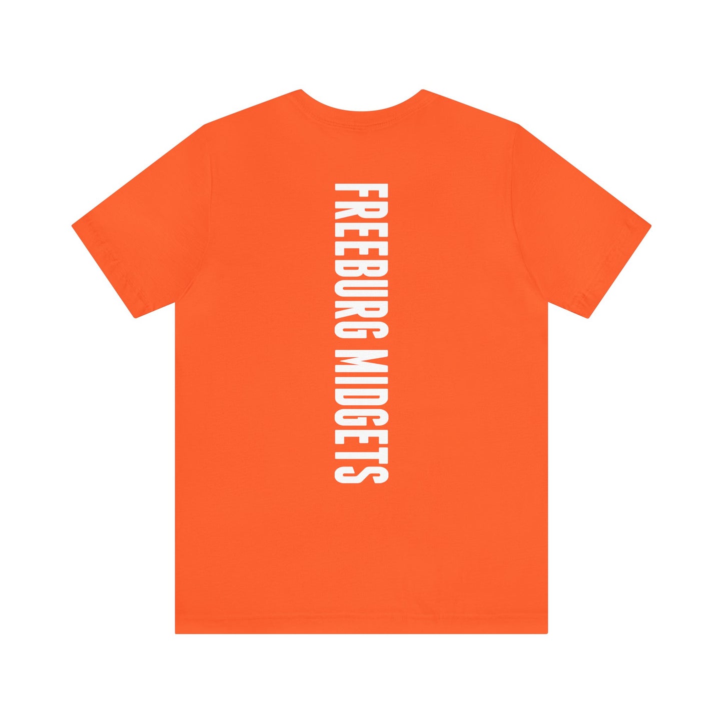 Front and Back Design - Varsity F Vertical Freeburg Midgets Logo Bella Jersey Short Sleeve Tee (Unisex)