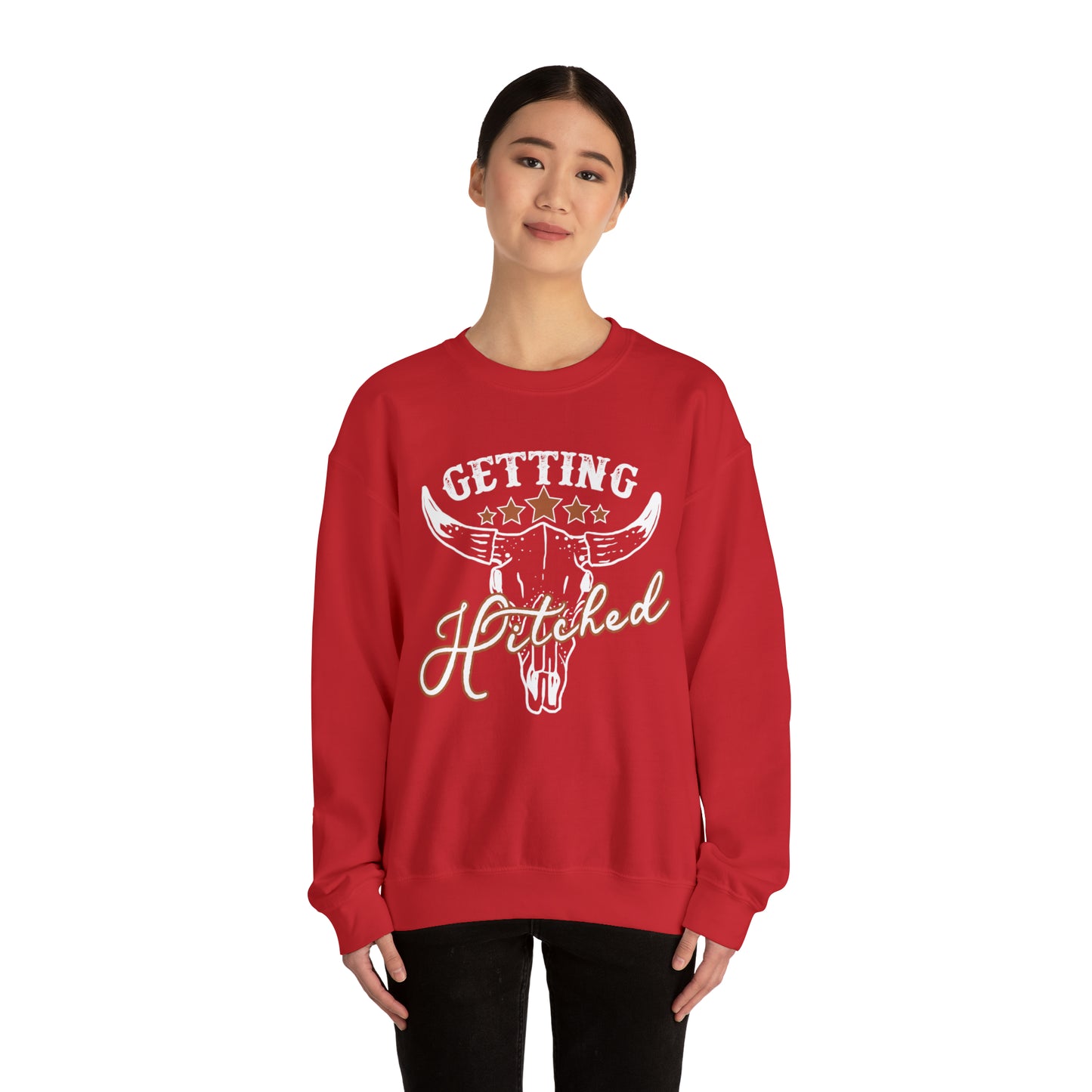 Vintage Getting Hitched Bride Unisex Heavy Blend™ Crewneck Sweatshirt - White Ink