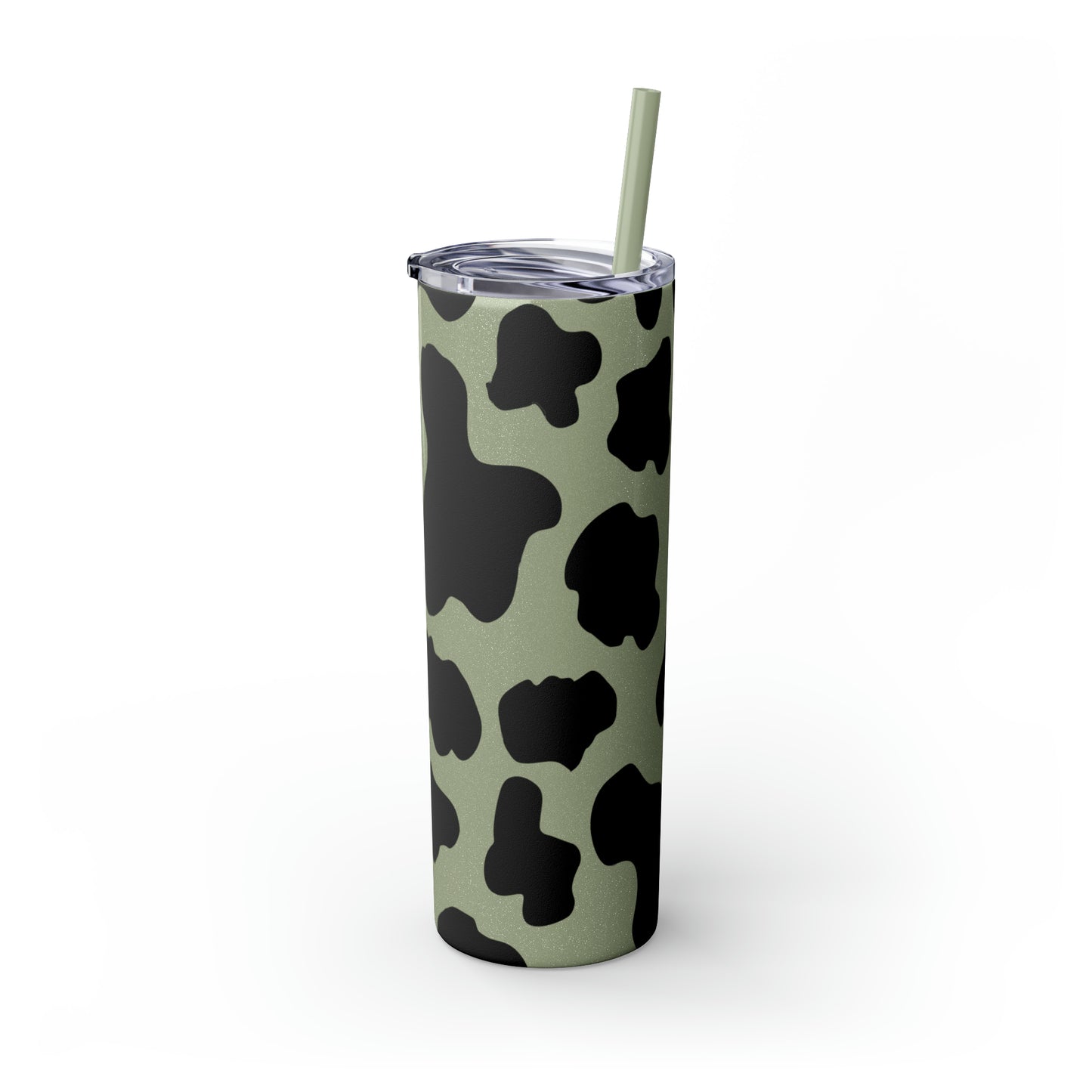 Country Cow Print Skinny Tumbler with Straw, 20oz