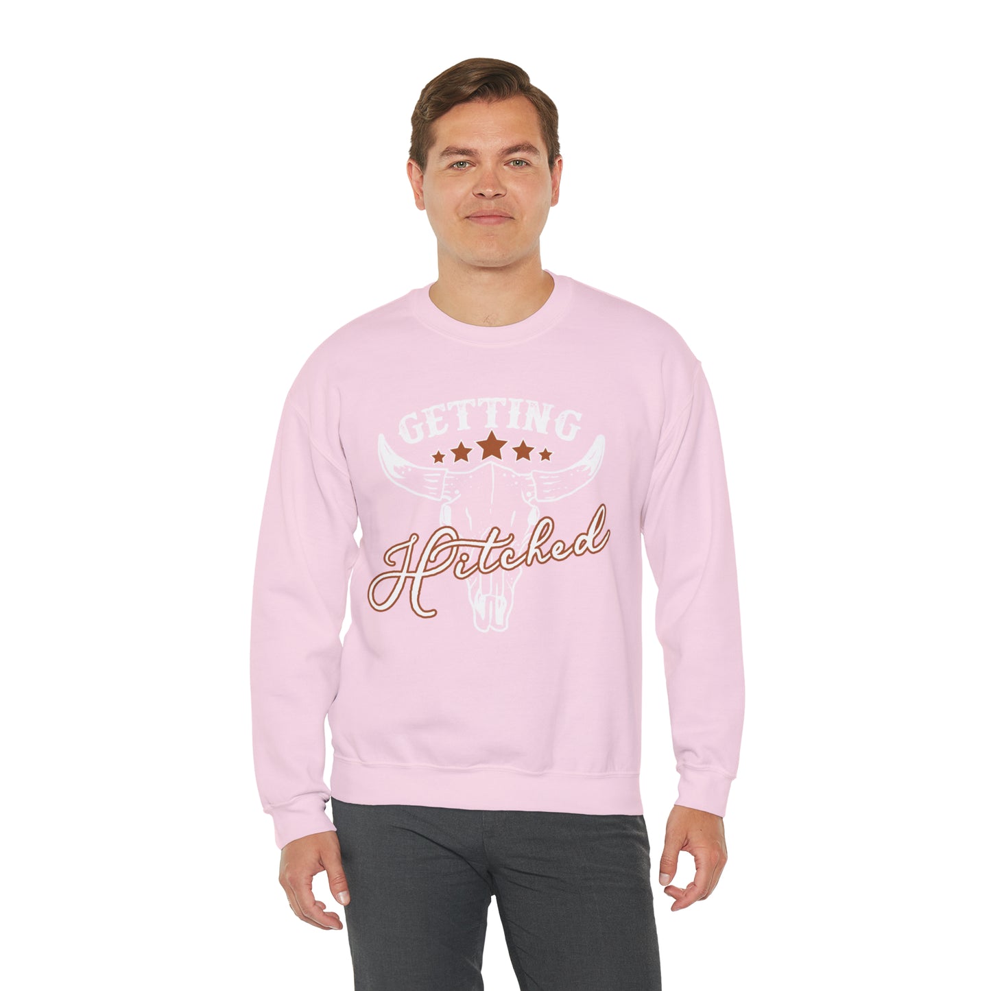 Vintage Getting Hitched Bride Unisex Heavy Blend™ Crewneck Sweatshirt - White Ink