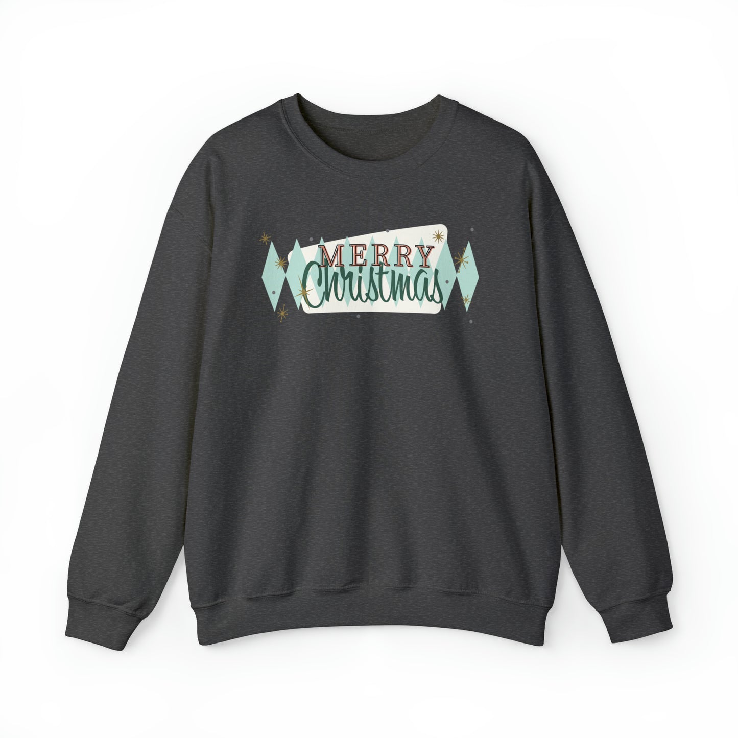 Merry Christmas Diamond Diner Pattern Holiday Unisex Heavy Blend™ Crewneck Sweatshirt