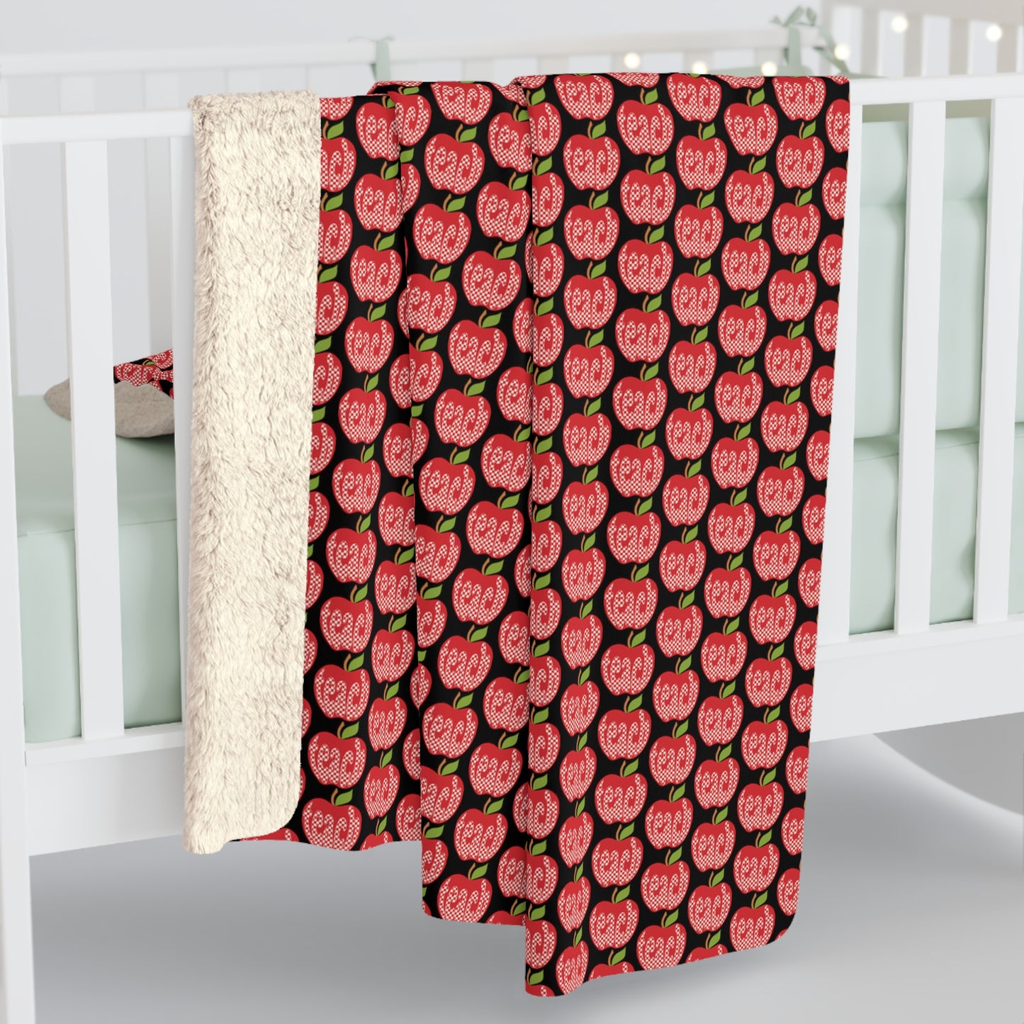 Red Apple Teach Pattern Design Sherpa Fleece Blanket