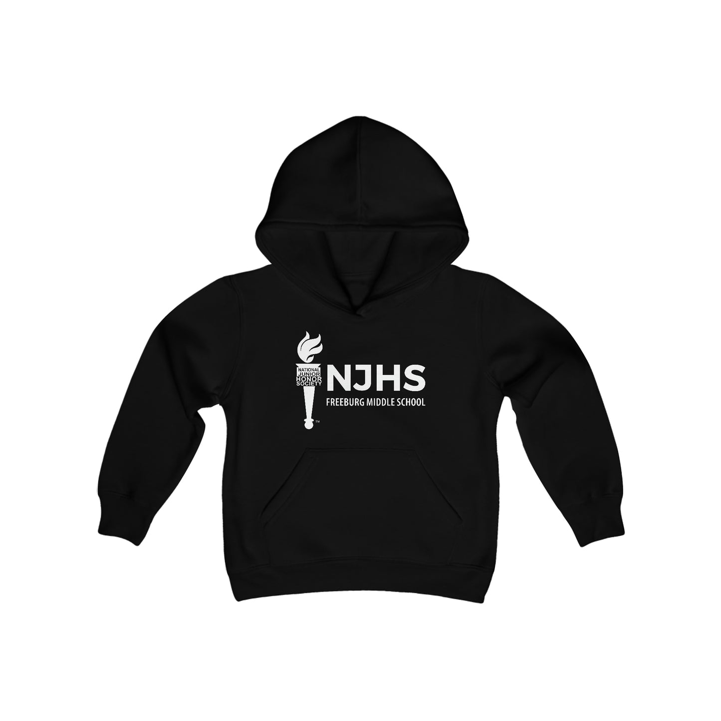 YOUTH - Freeburg Middle School NJHS White Print Youth Heavy Blend Hooded Sweatshirt