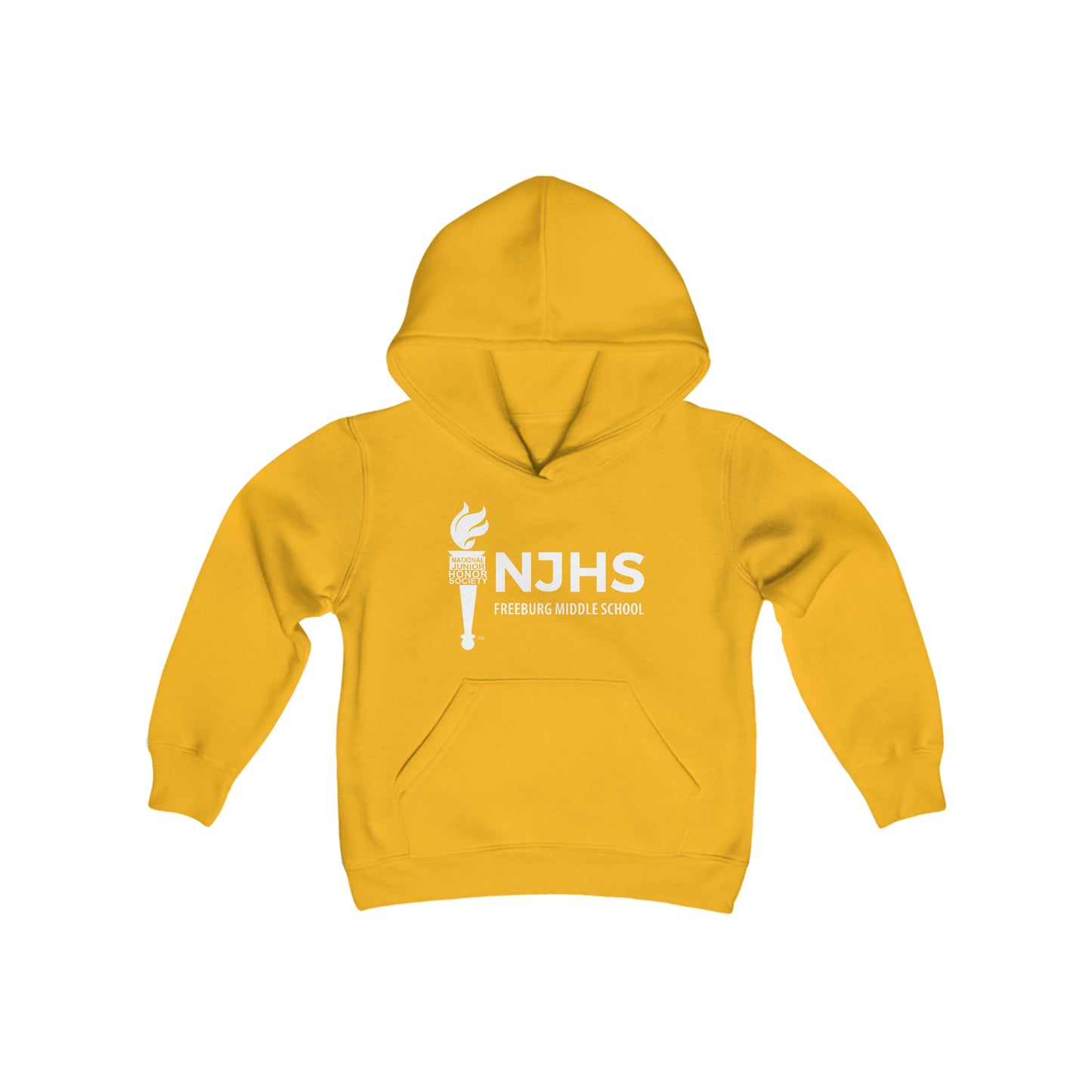 YOUTH - Freeburg Middle School NJHS White Print Youth Heavy Blend Hooded Sweatshirt