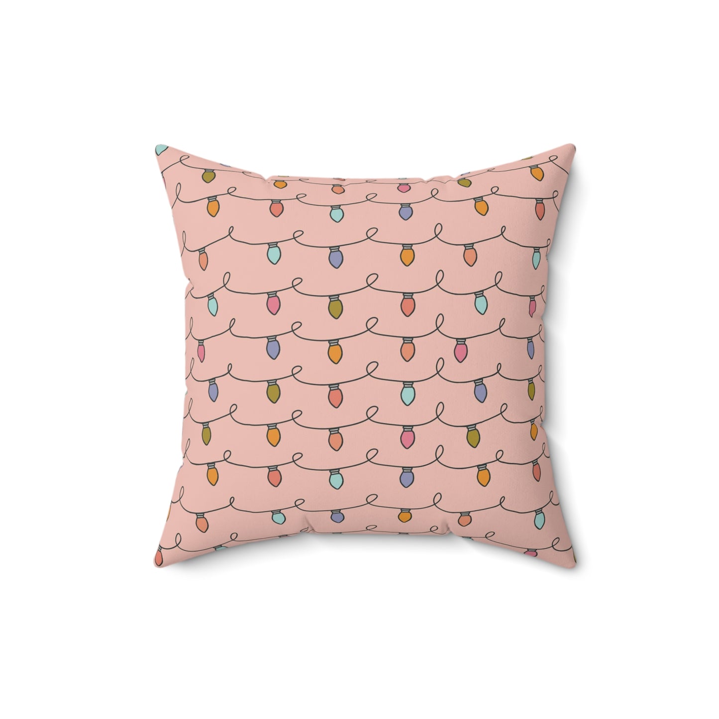 Pink Christmas Lights/ Holiday Polyester Square Pillow