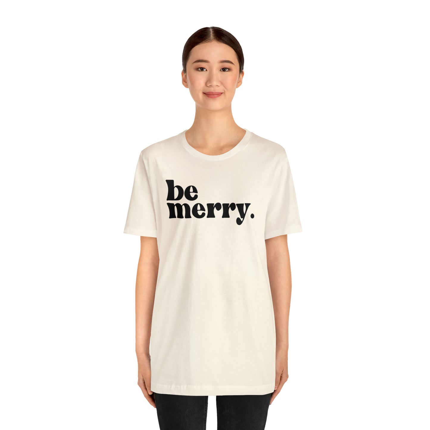 Be Merry Christmas/ Holiday Bella Jersey Short Sleeve Tee (Unisex)