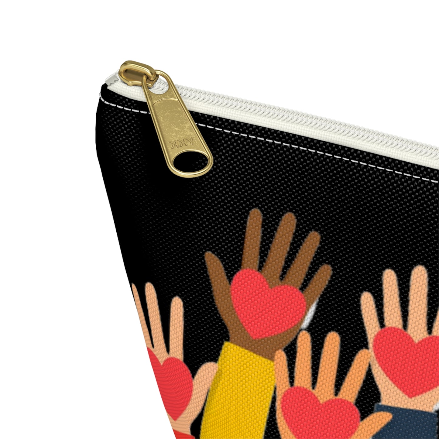 Hearts Hands and Love Print Design Accessory Pouch w T-bottom