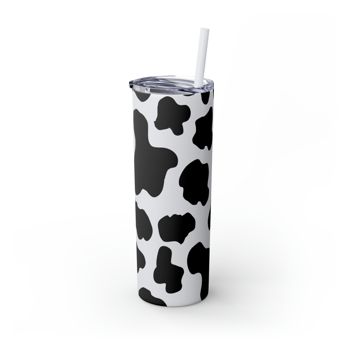 Country Cow Print Skinny Tumbler with Straw, 20oz