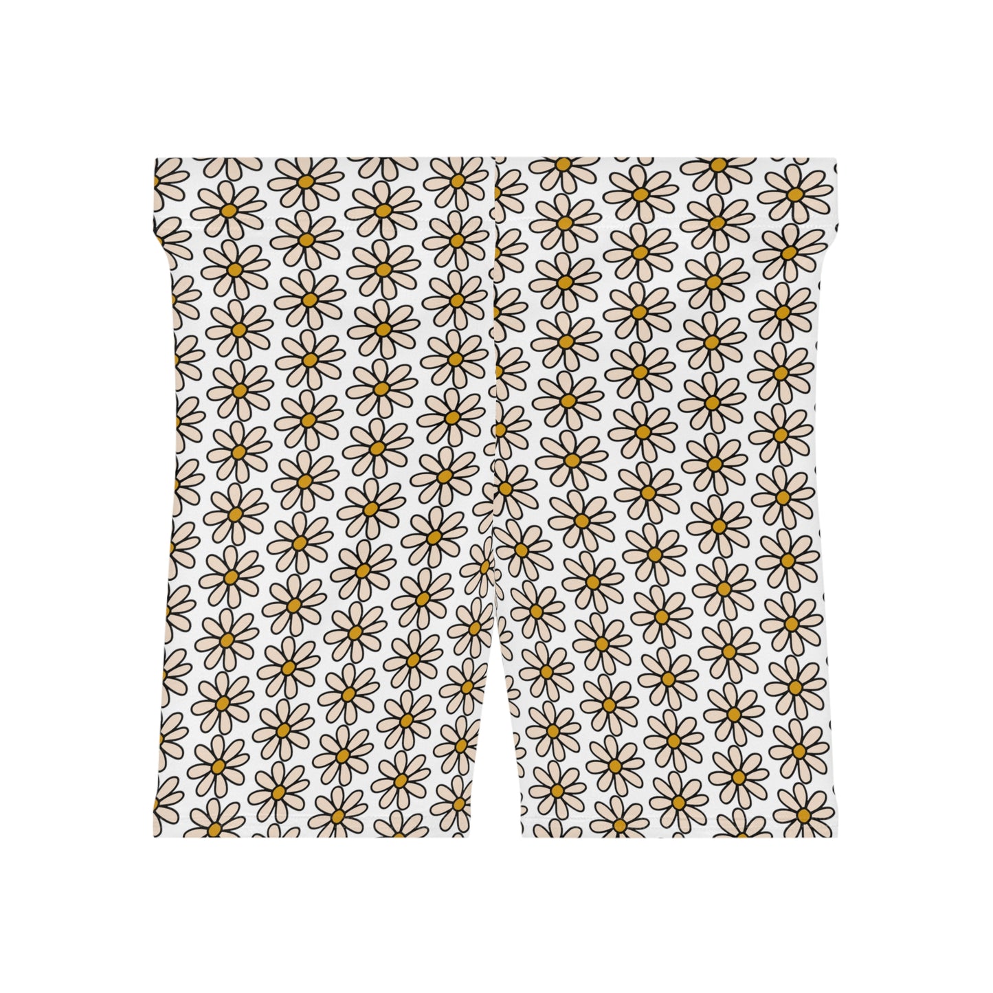 Light Rose Daisy Patterned Women's Biker Shorts