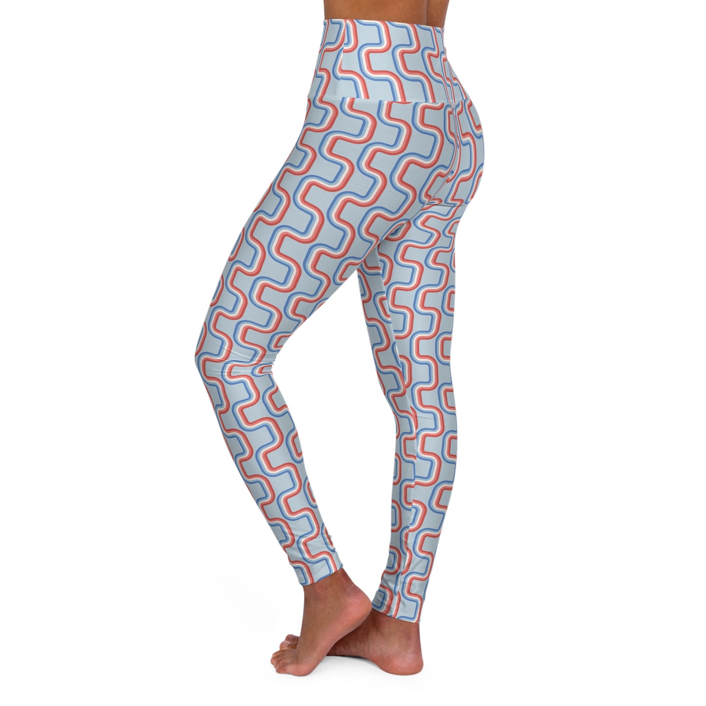 Retro 4th of July Lines High Waisted White Yoga Leggings