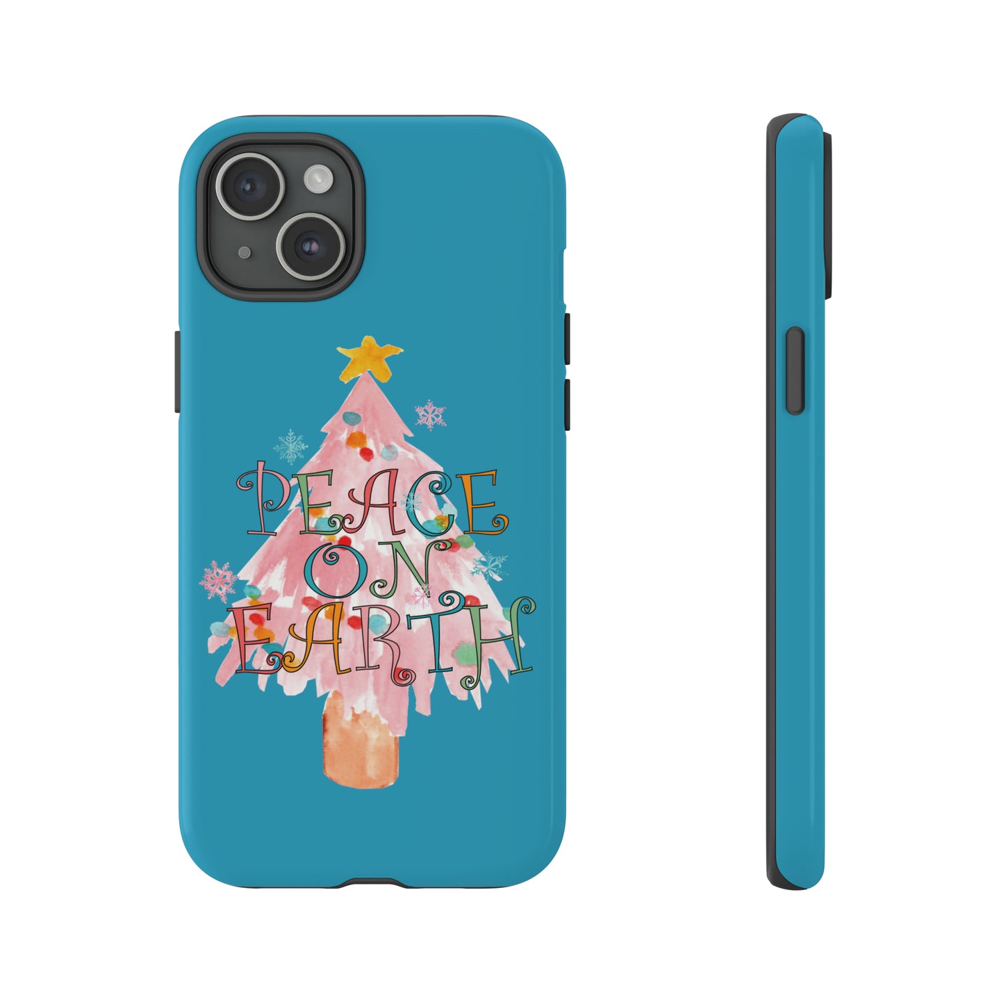 Peace on Earth Christmas/ Holiday Apple iPhone Tough Cases - Turquoise