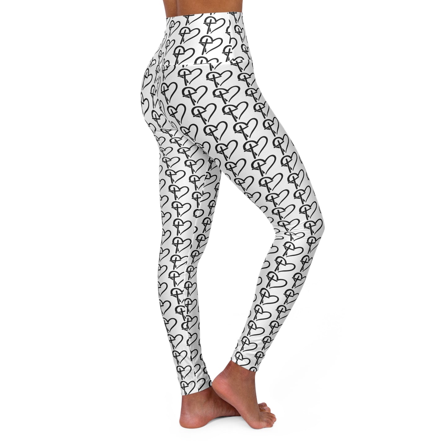 Cross and heart Patterned Christian and Faith High Waisted Yoga Leggings