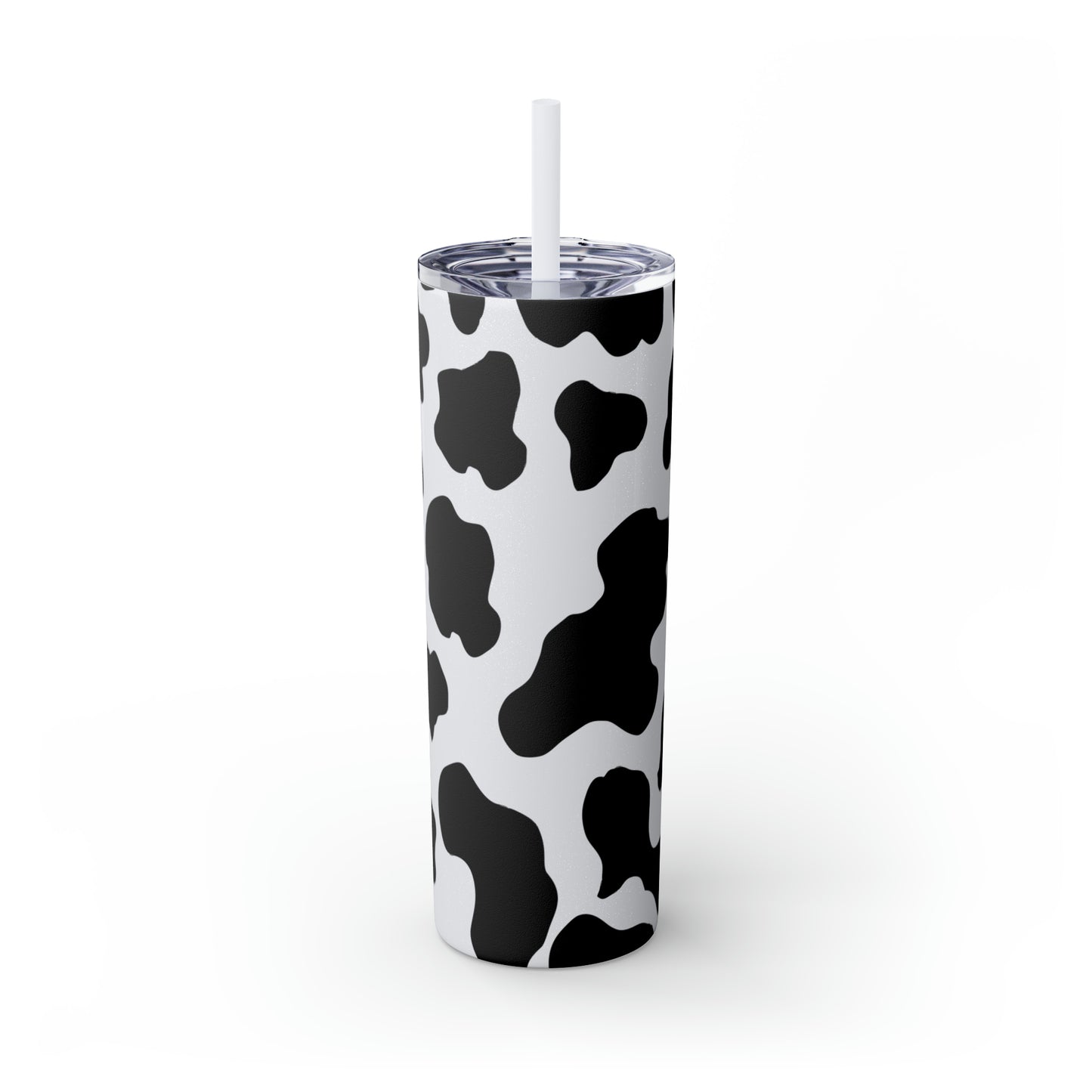 Country Cow Print Skinny Tumbler with Straw, 20oz