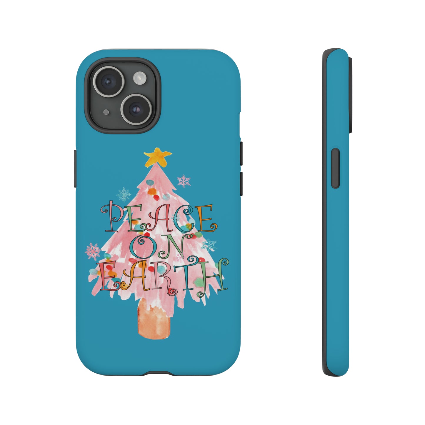 Peace on Earth Christmas/ Holiday Apple iPhone Tough Cases - Turquoise