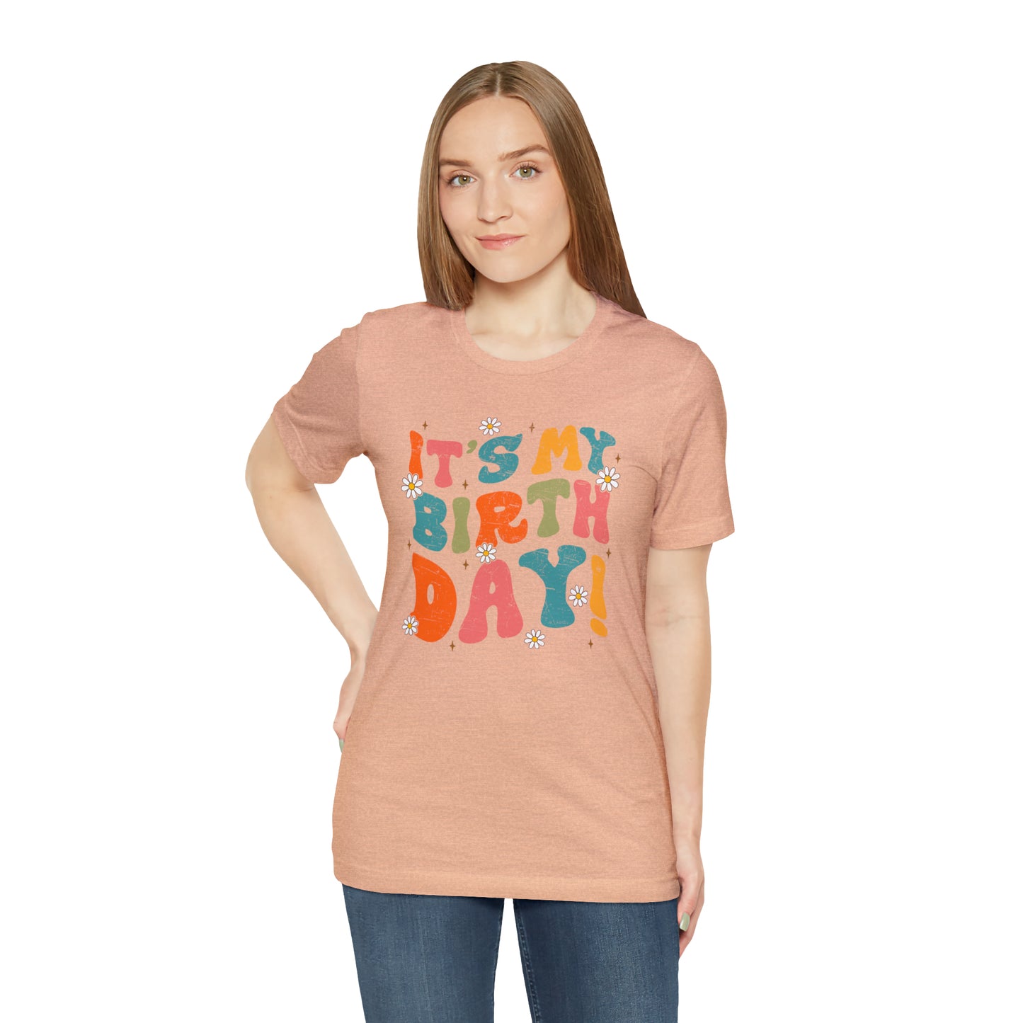Distressed It's My Birthday Colorful Daisy T-Shirt