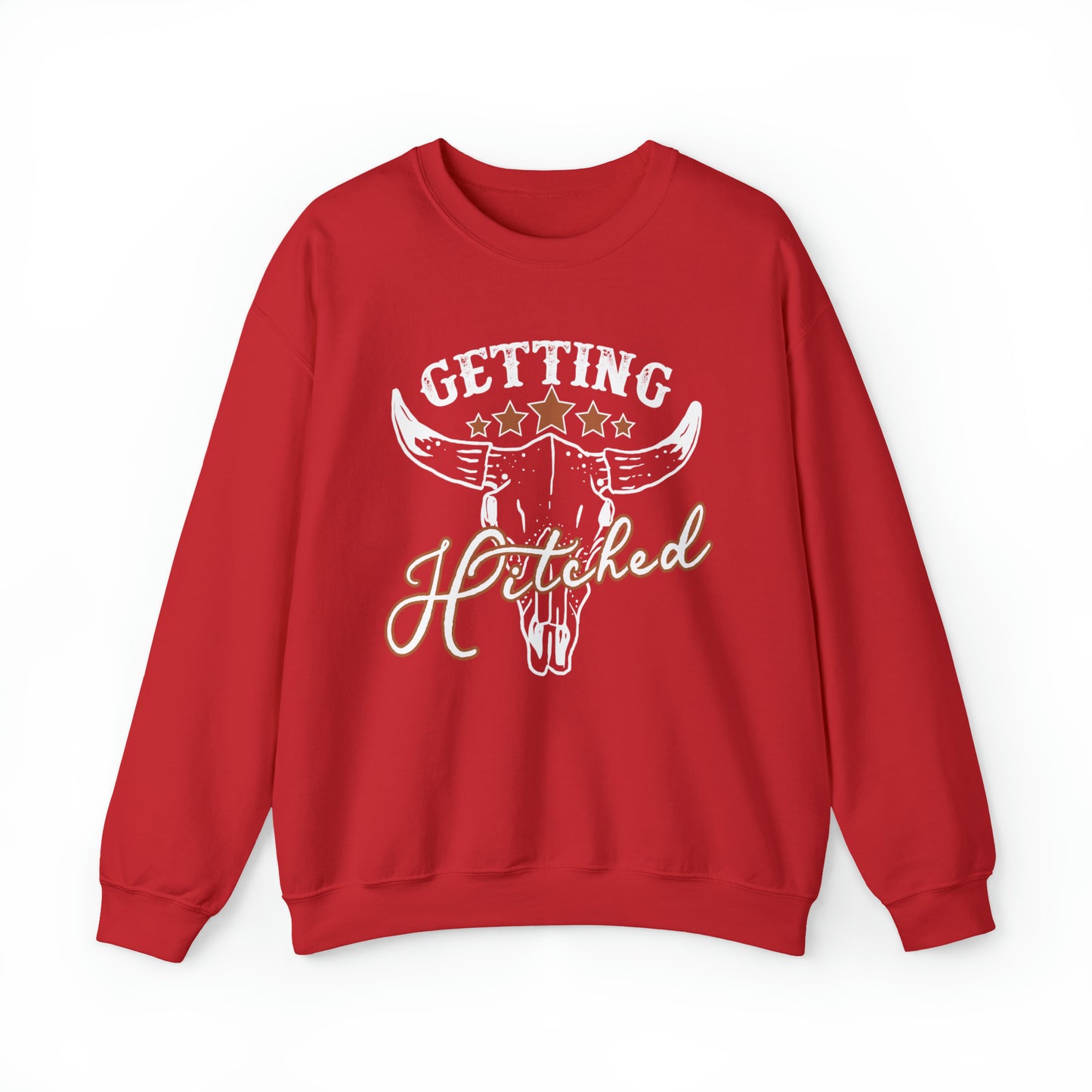 Vintage Getting Hitched Bride Unisex Heavy Blend™ Crewneck Sweatshirt - White Ink