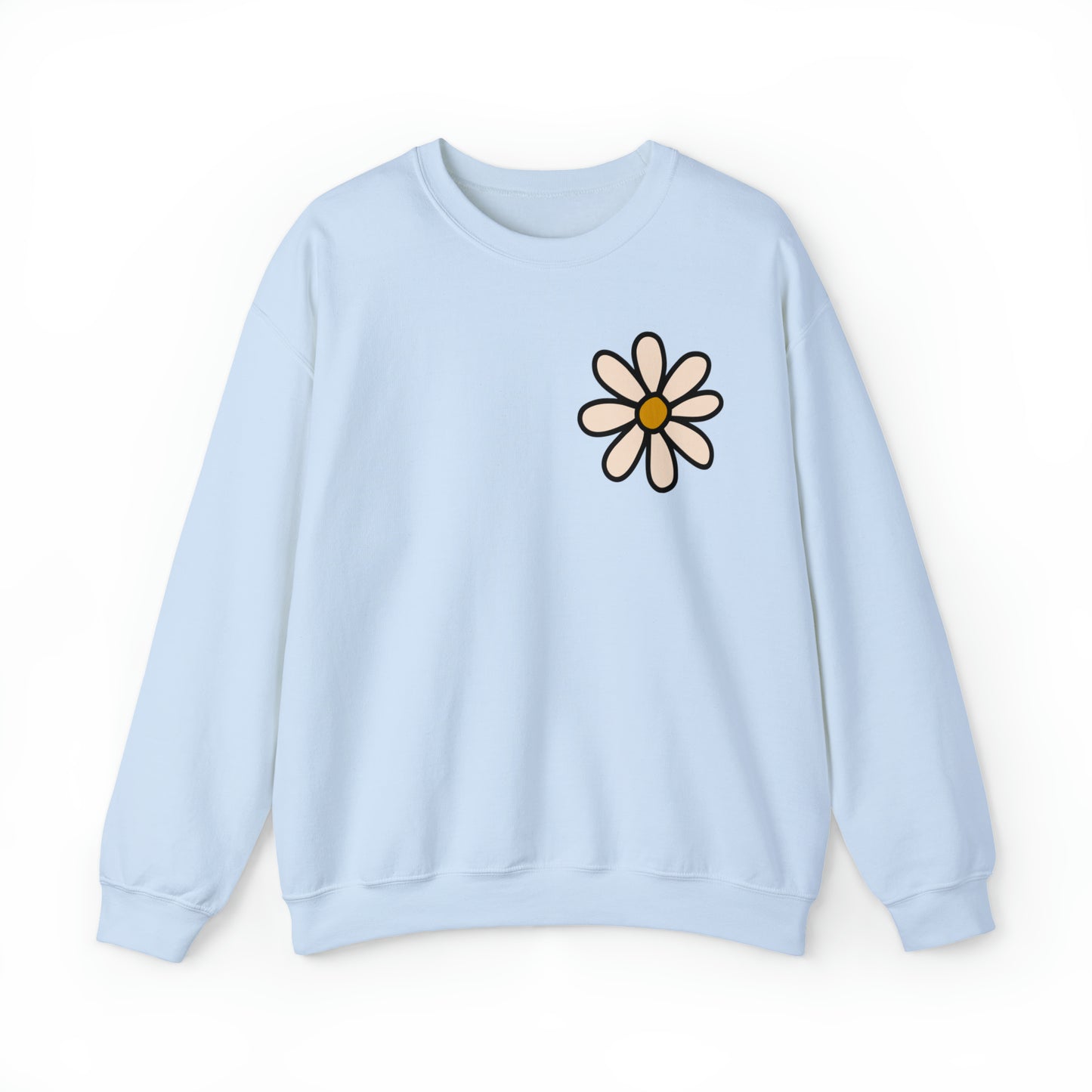 Distressed Daisy Love Like Jesus - Front and Back Design Heavy Blend™ Crewneck Sweatshirt