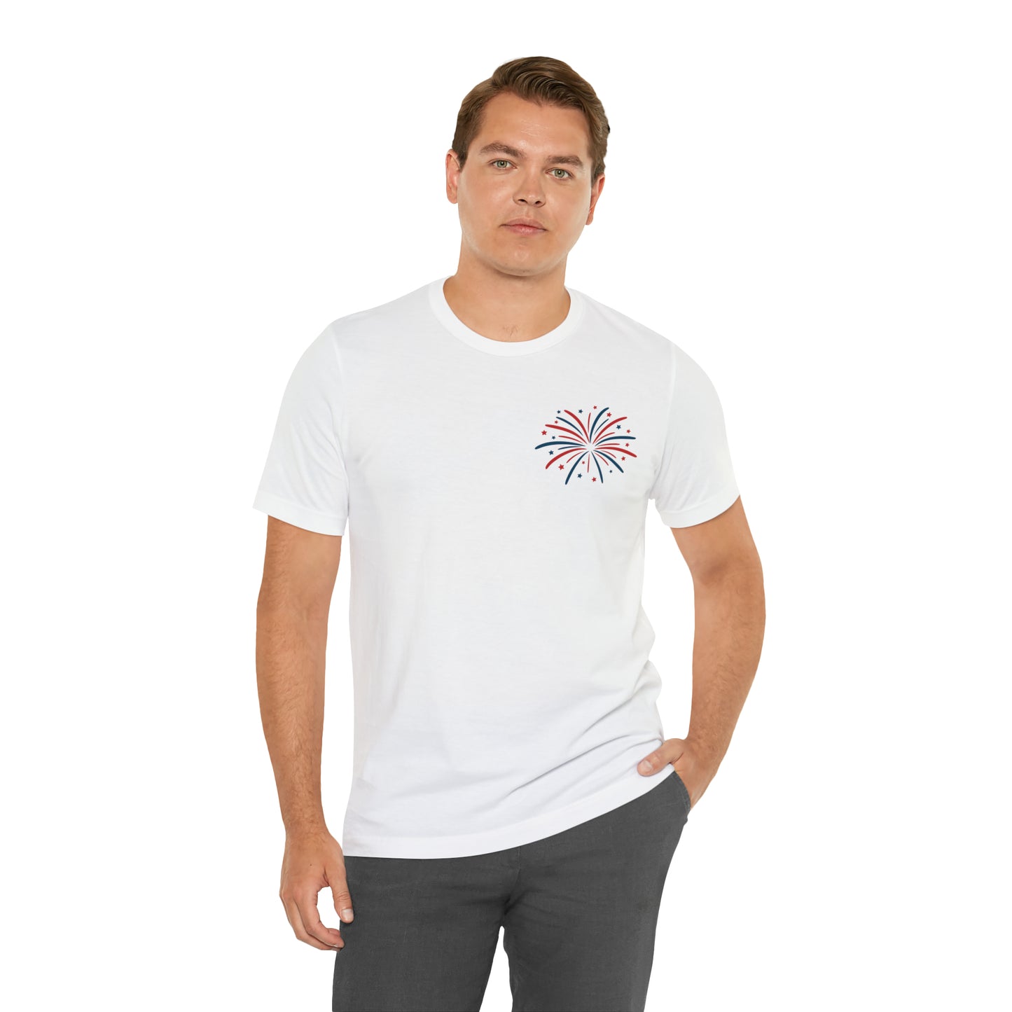 "Land of the Free Because of the Brave" Unisex Jersey Short Sleeve Tee (Front and Back Design)