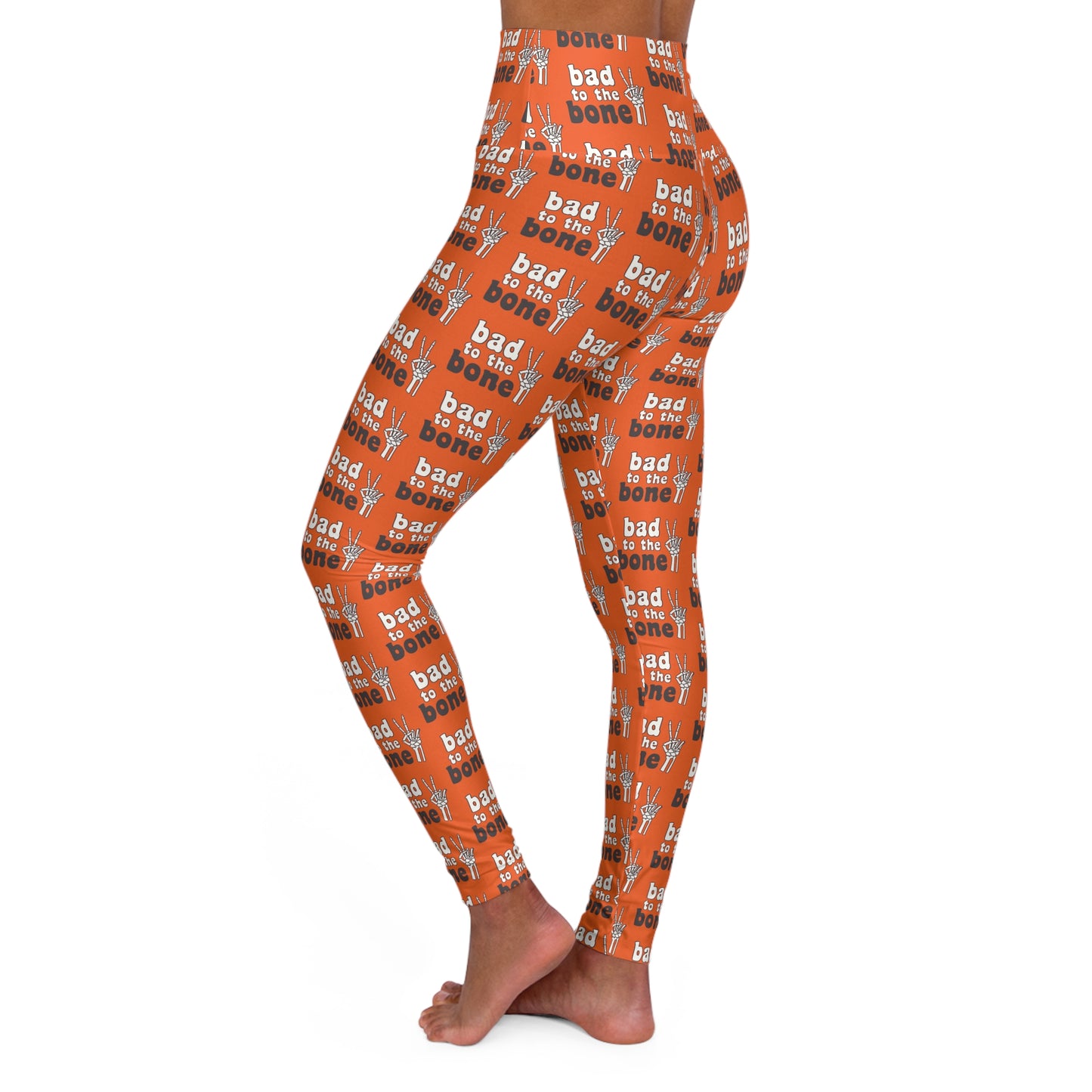 Skeleton Bad to the Bone Halloween/Fall High Waisted White Yoga Leggings