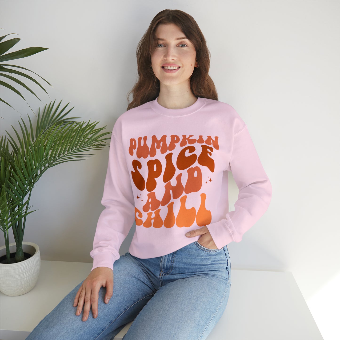 Pumpkin Spice and Chill Heavy Blend™ Crewneck Sweatshirt