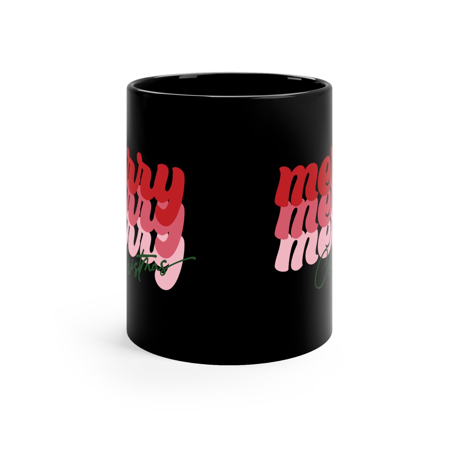 Merry Merry Merry Christmas 11oz Black Mug