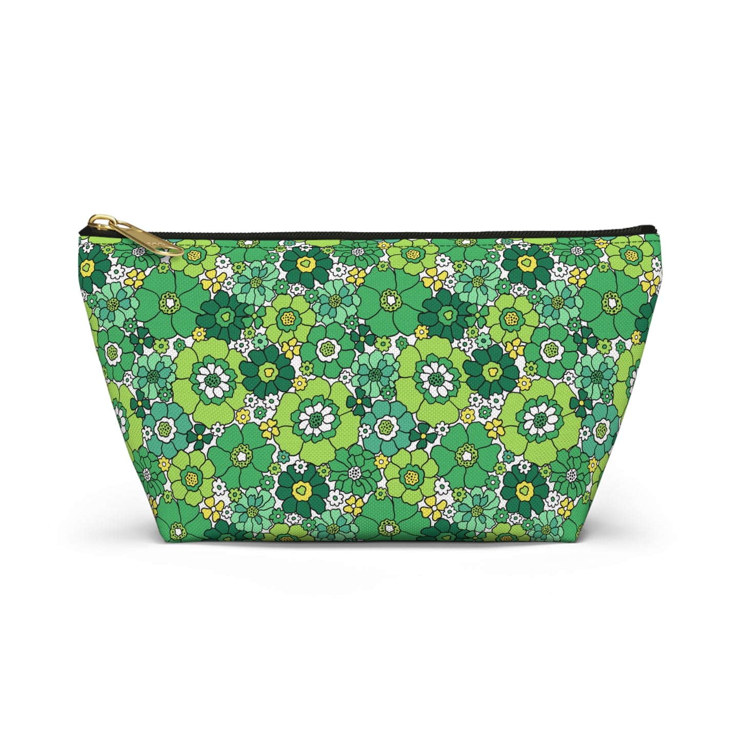 St. Patrick's Day Green Floral Print Design Accessory Pouch w T-bottom
