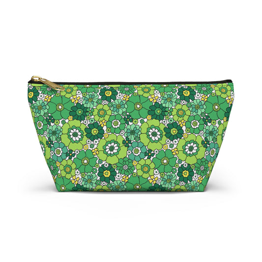 St. Patrick's Day Green Floral Print Design  Accessory Pouch w T-bottom