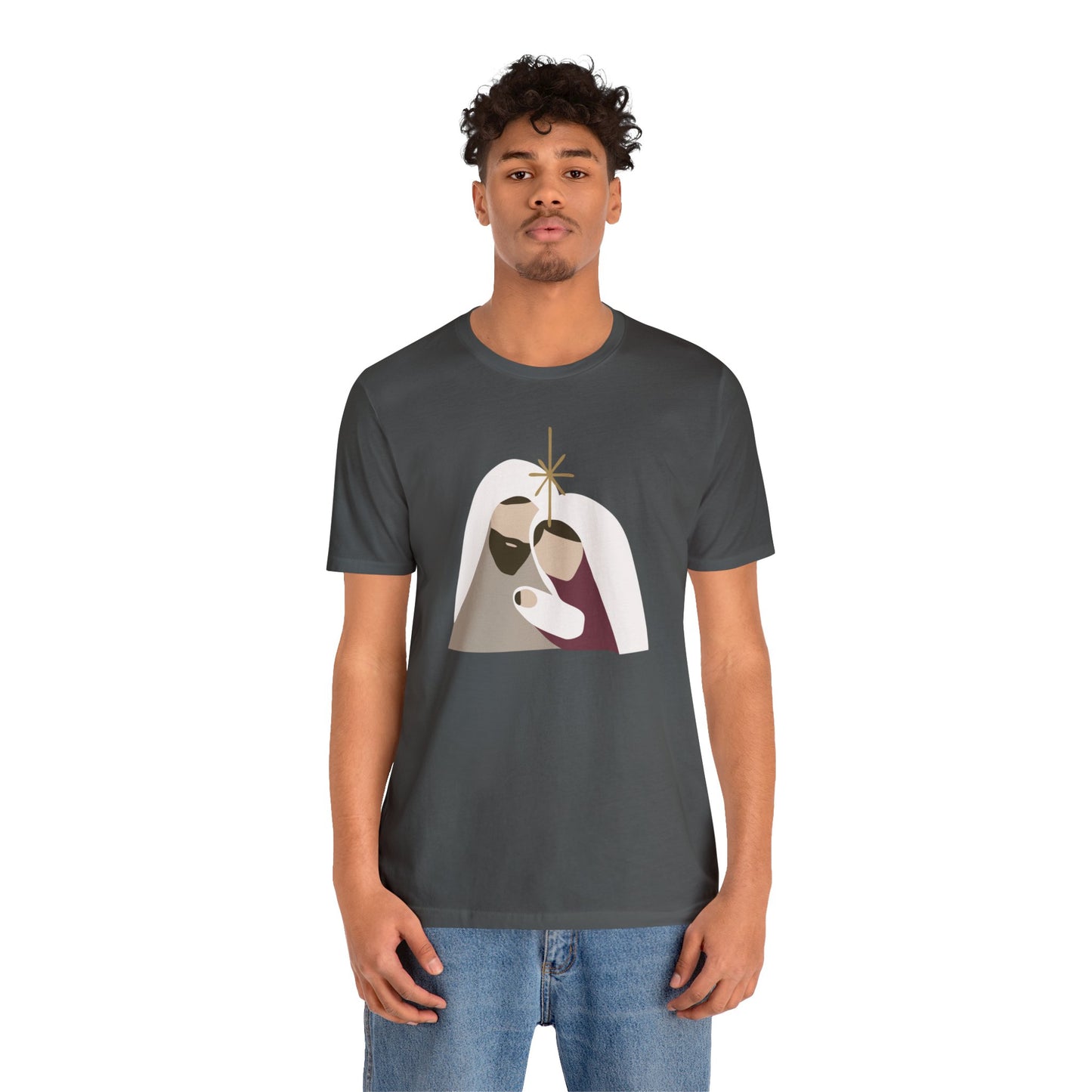 Holy Family Christmas Christian Bella Jersey Short Sleeve Tee (Unisex)