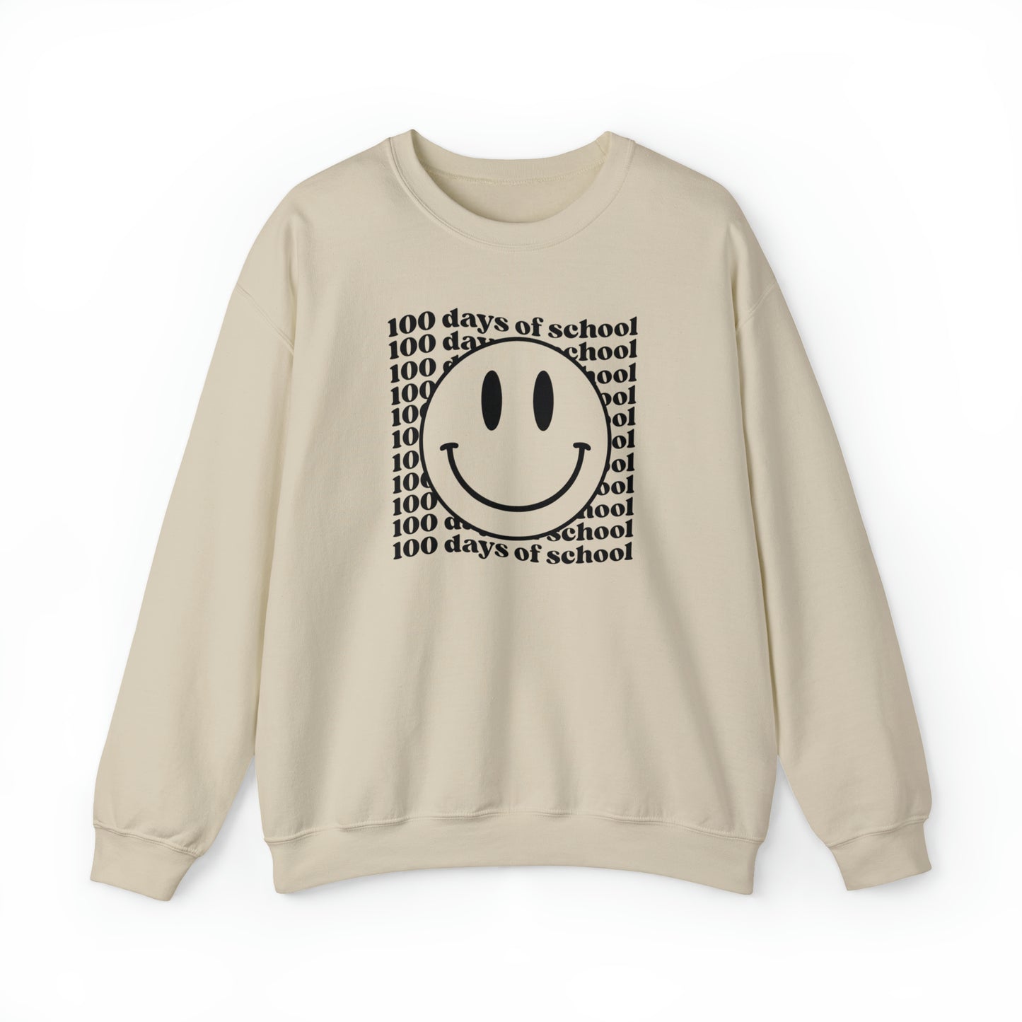 100 Days of School Smiley Face Heavyweight Crewneck Sweatshirt