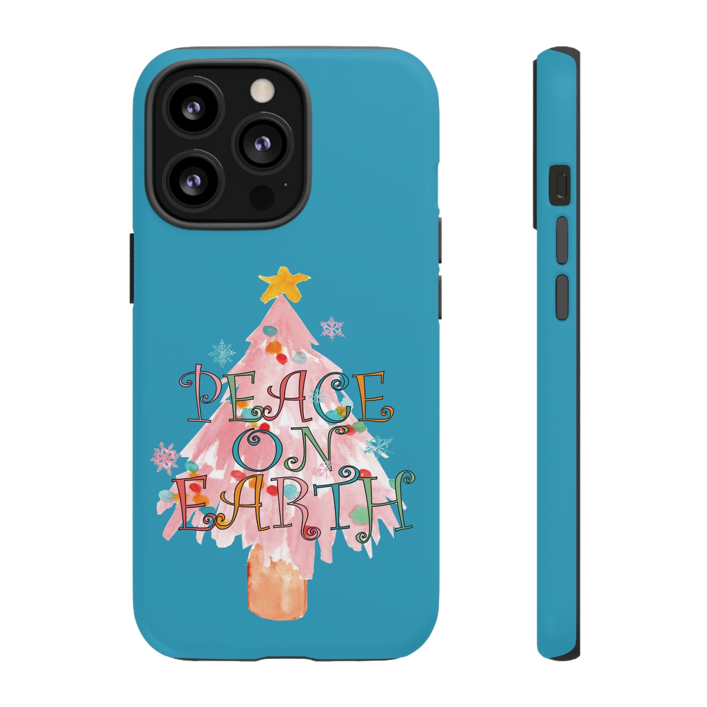 Peace on Earth Christmas/ Holiday Apple iPhone Tough Cases - Turquoise