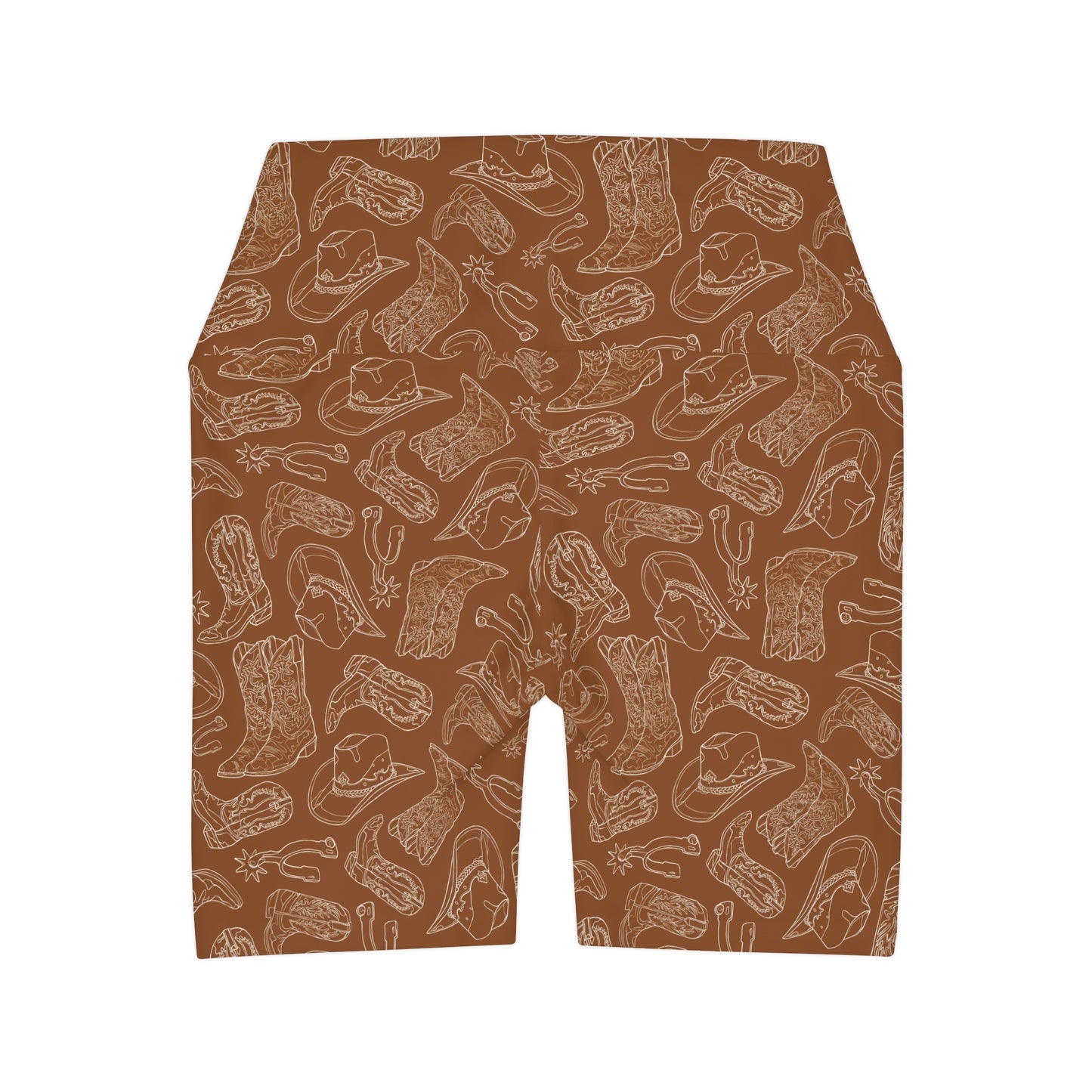 Western Boots and Hats Print Country Yoga Shorts
