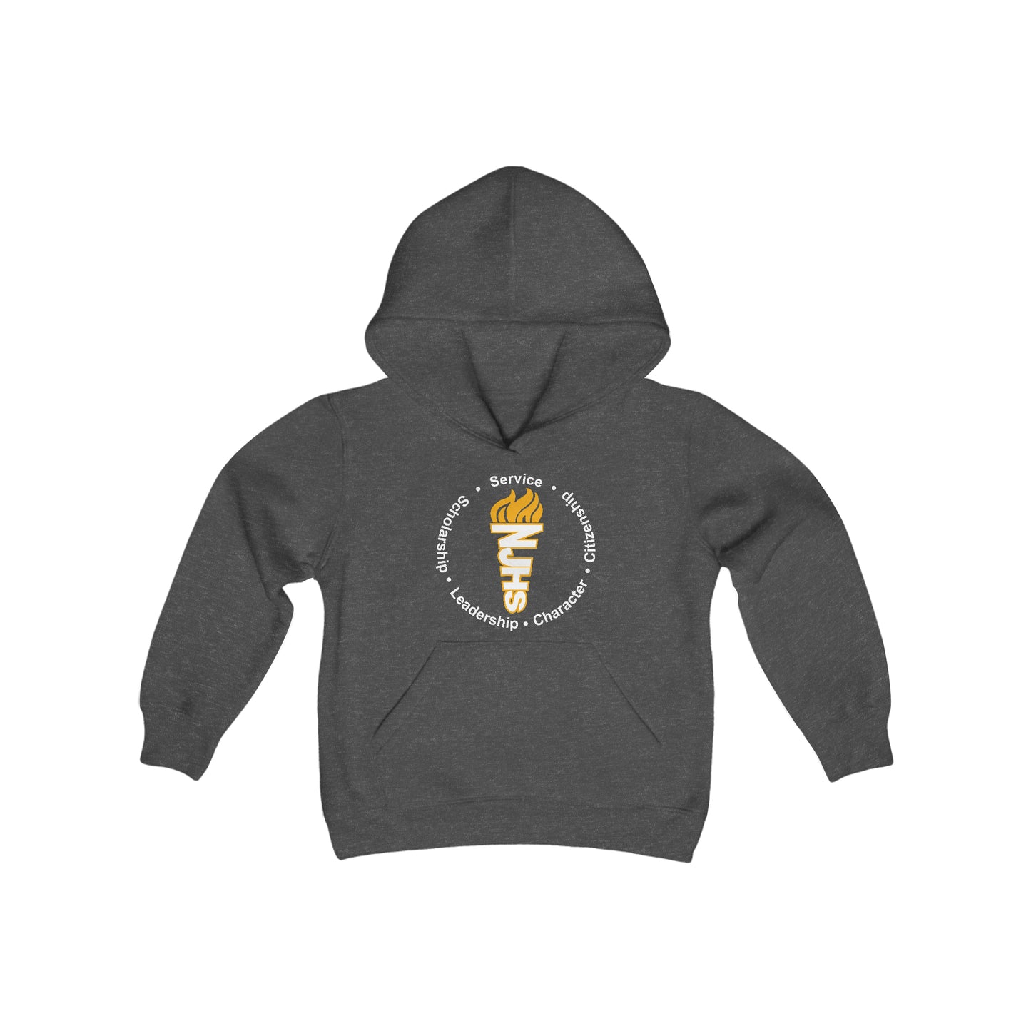 YOUTH - Freeburg Middle School NJHS Golden Circular Character Torch Youth Heavy Blend Hooded Sweatshirt