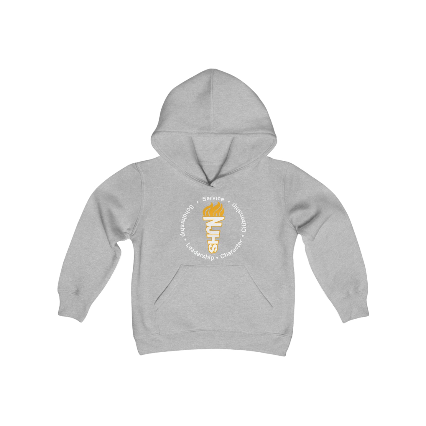 YOUTH - Freeburg Middle School NJHS Golden Circular Character Torch Youth Heavy Blend Hooded Sweatshirt