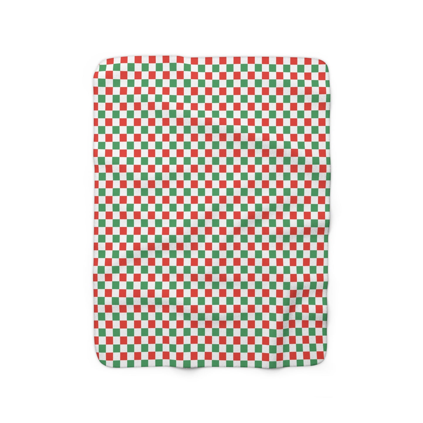 Red and Green Christmas Checkerboard Sherpa Fleece Blanket