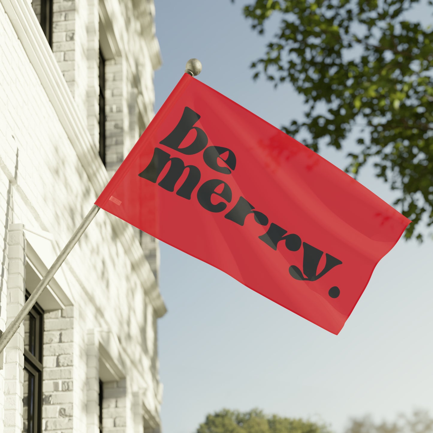 be merry Christmas Holiday Wooden Print Flag - Red