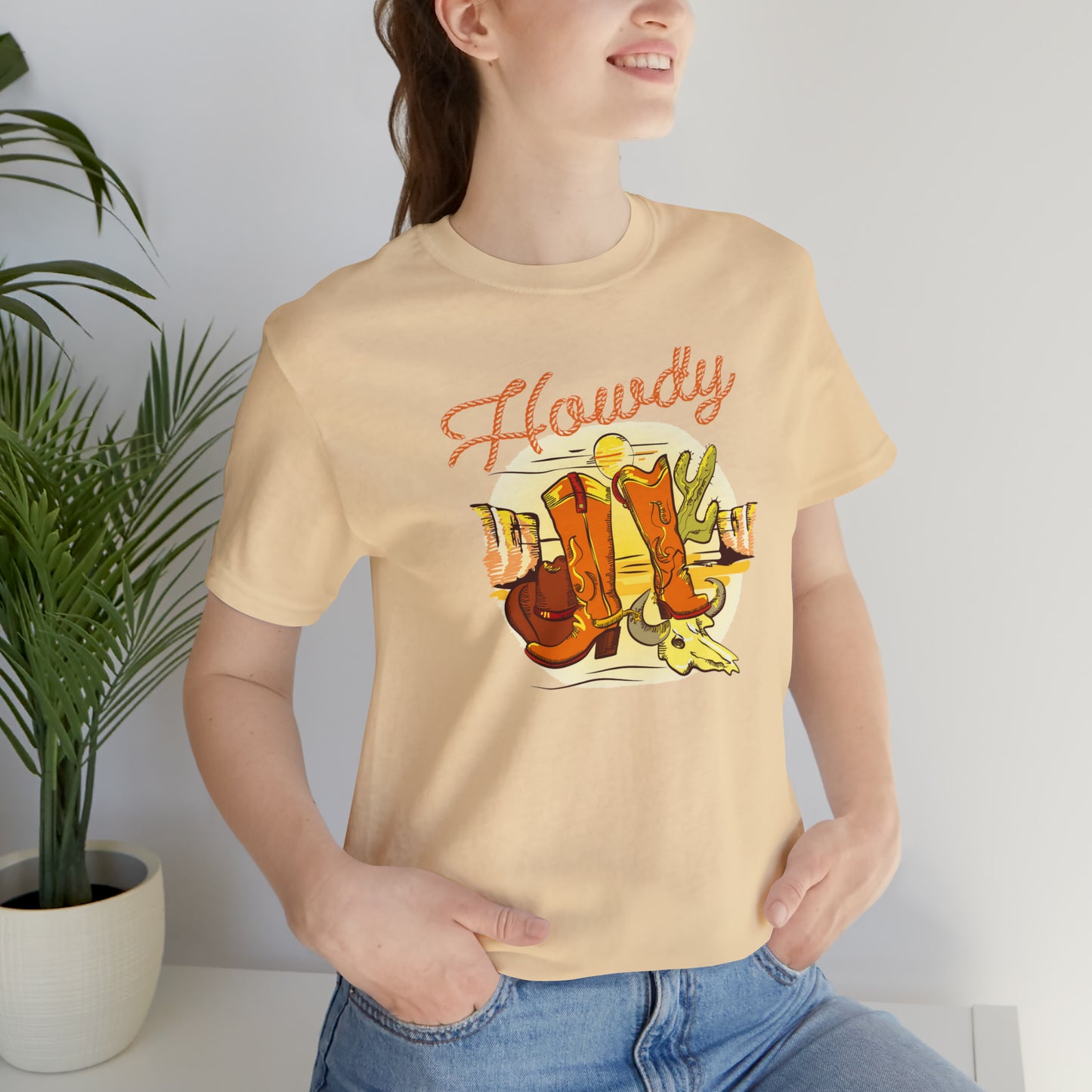 "Rope Howdy with boots" Unisex Jersey Short Sleeve Tee