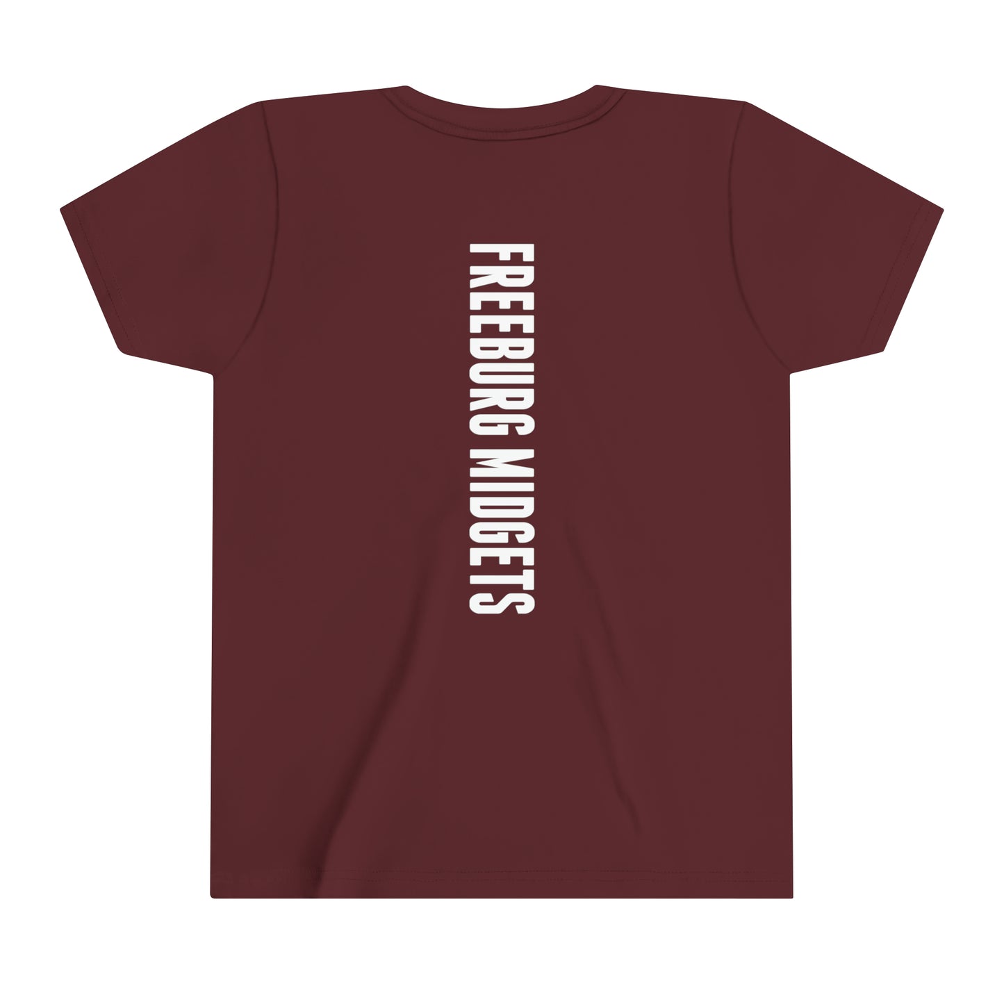 YOUTH - Front and Back Design - Varsity F Vertical Freeburg Midgets Logo - Short Sleeve Tee