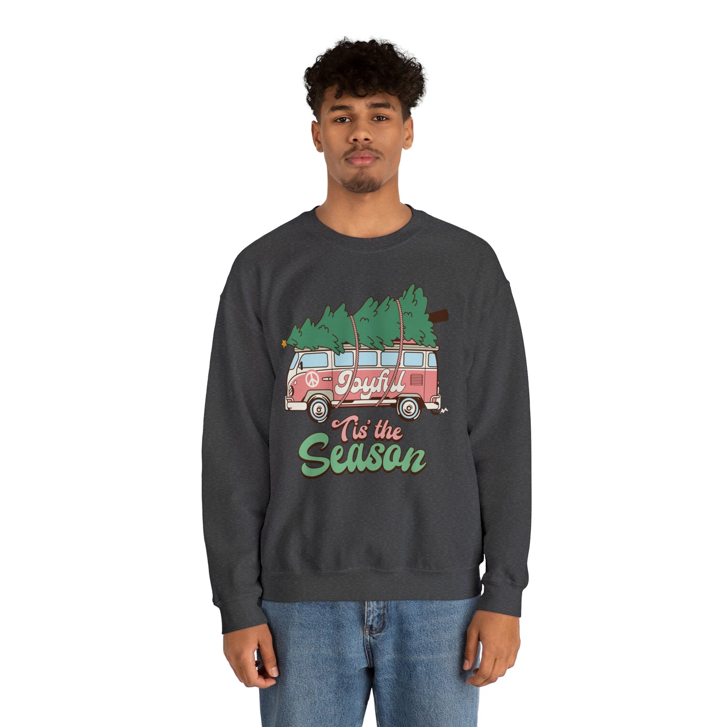 Tis the Season Retro Christmas Van Unisex Heavy Blend™ Crewneck Sweatshirt
