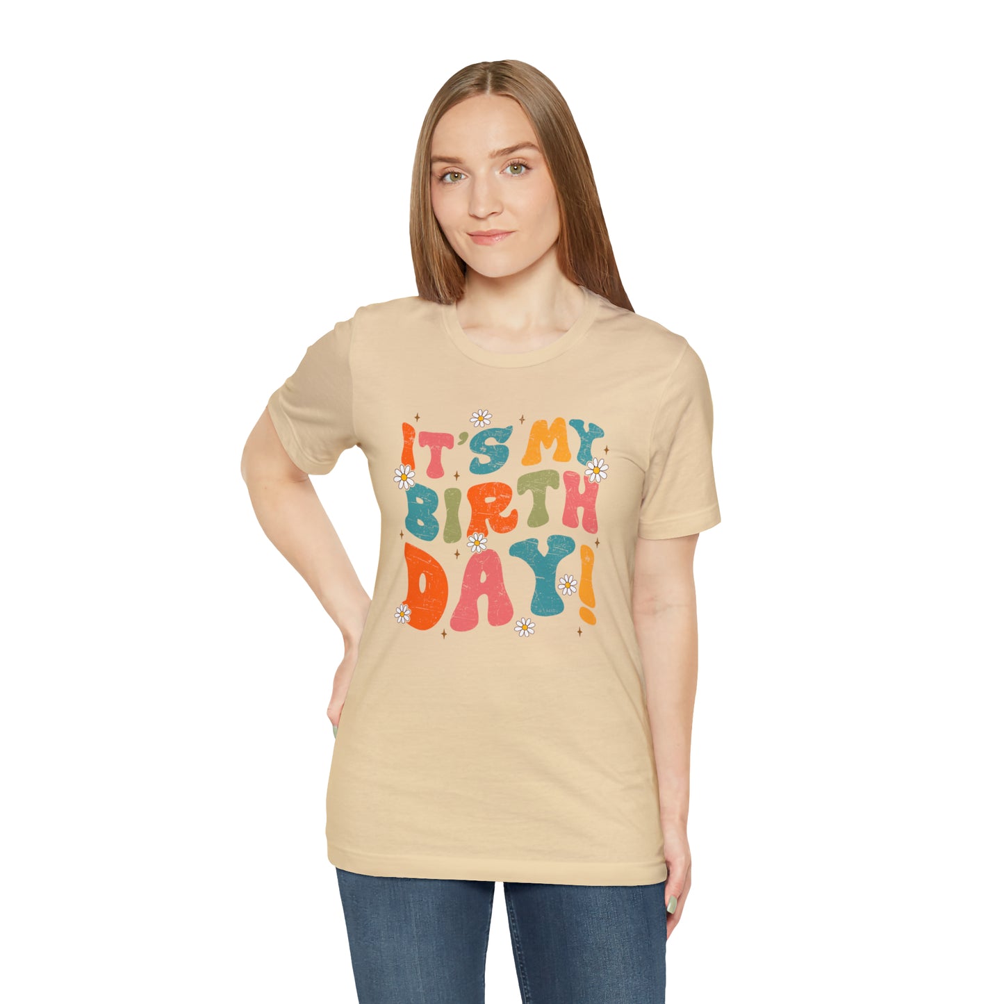 Distressed It's My Birthday Colorful Daisy T-Shirt