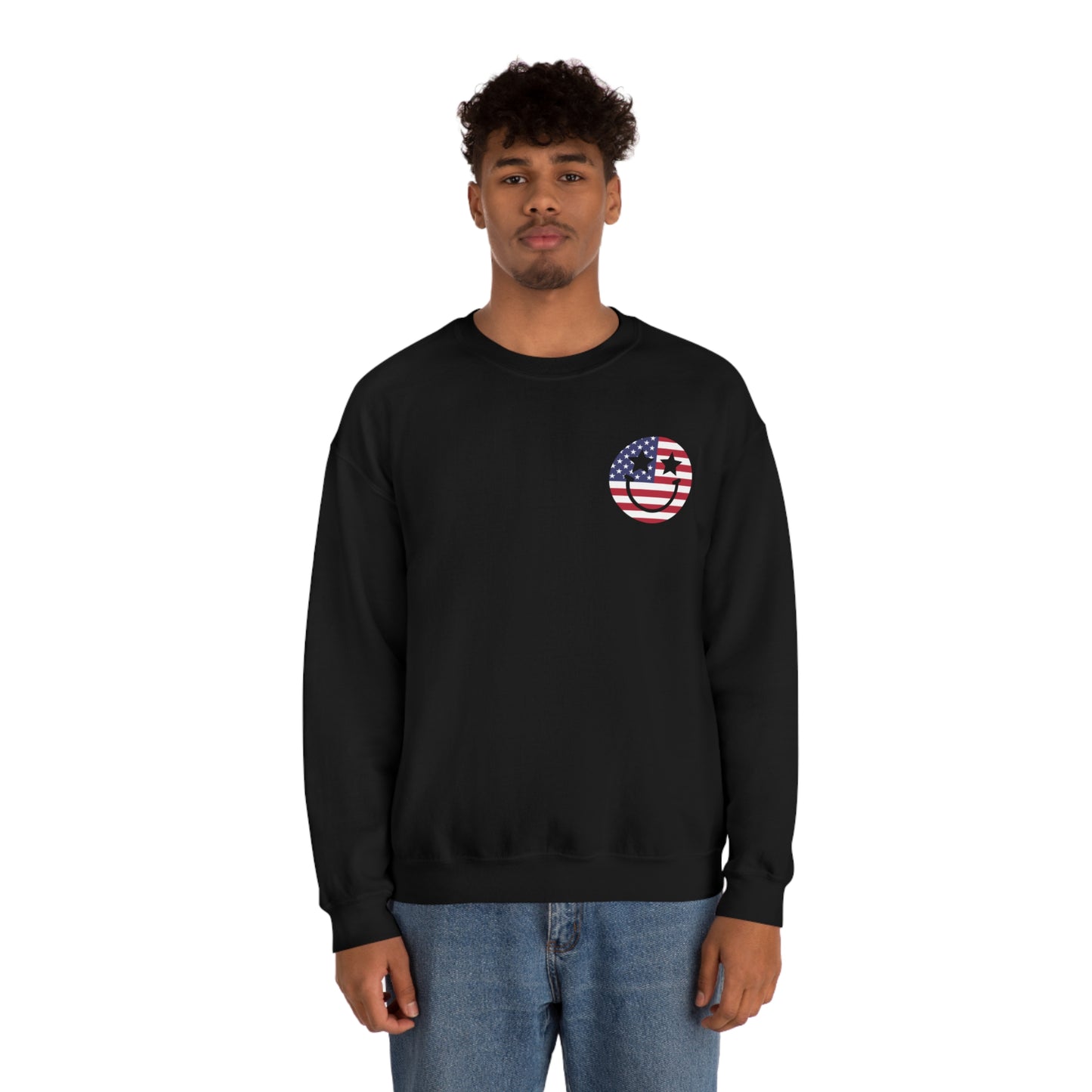 "Jesus Christ and Stars and Stripes" (Front & Back Design) - Unisex Heavy Blend™ Crewneck Sweatshirt