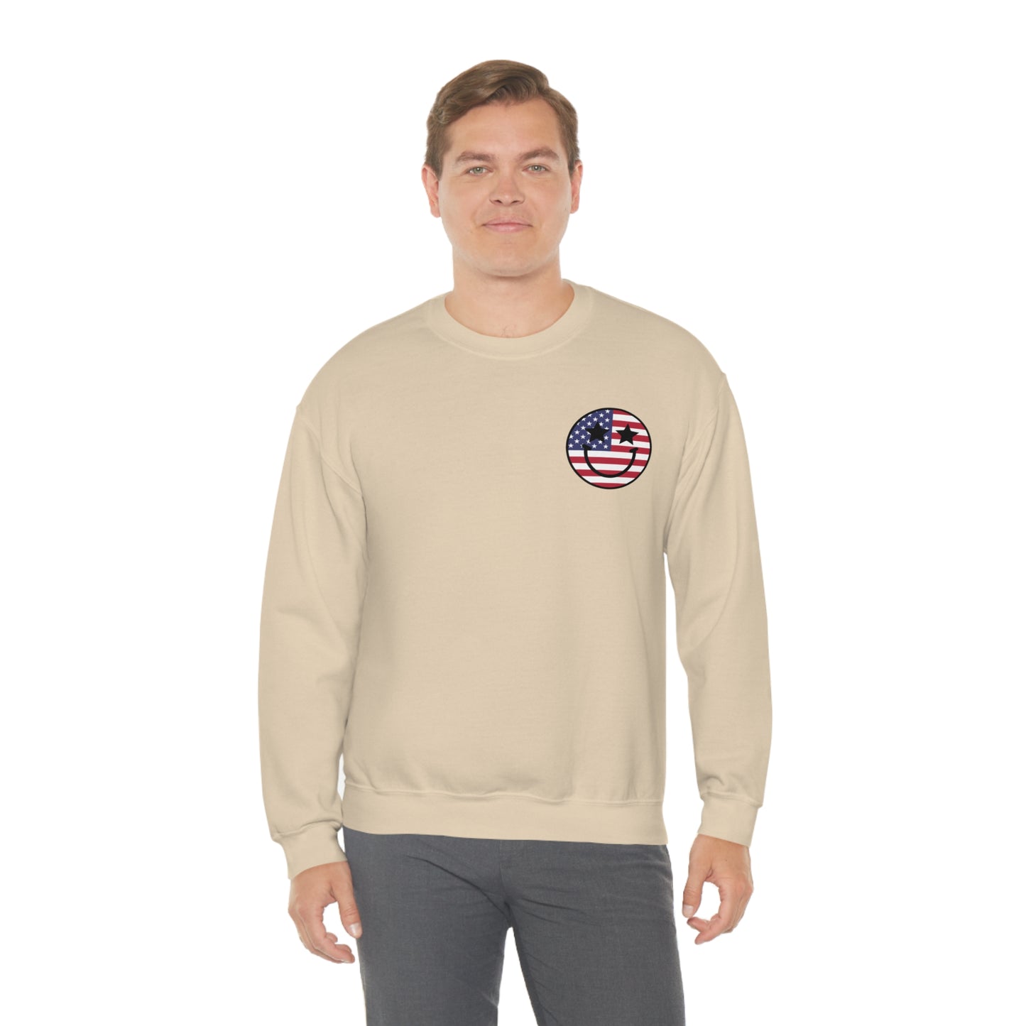 "Jesus Christ and Stars and Stripes" (Front & Back Design) - Unisex Heavy Blend™ Crewneck Sweatshirt