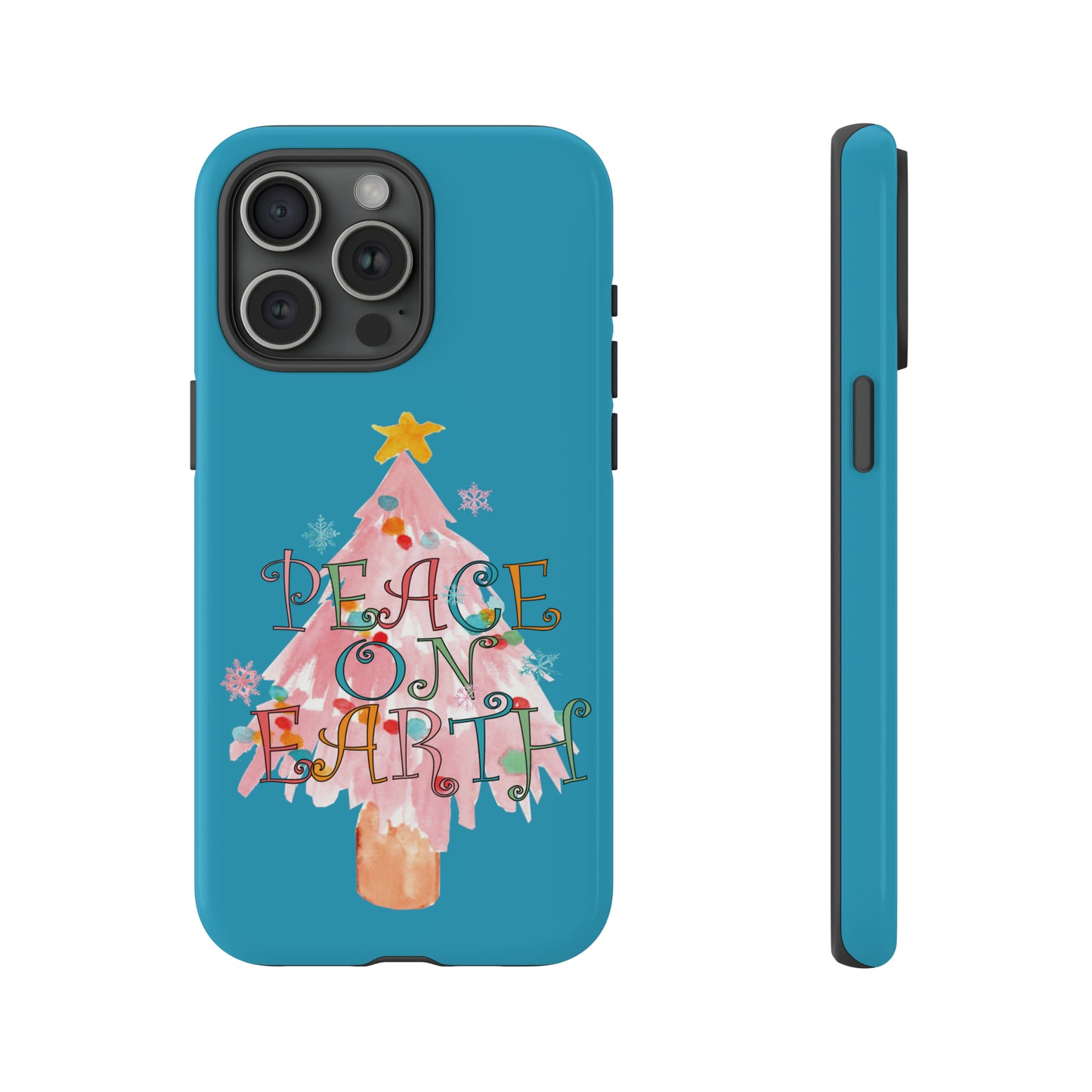 Peace on Earth Christmas/ Holiday Apple iPhone Tough Cases - Turquoise