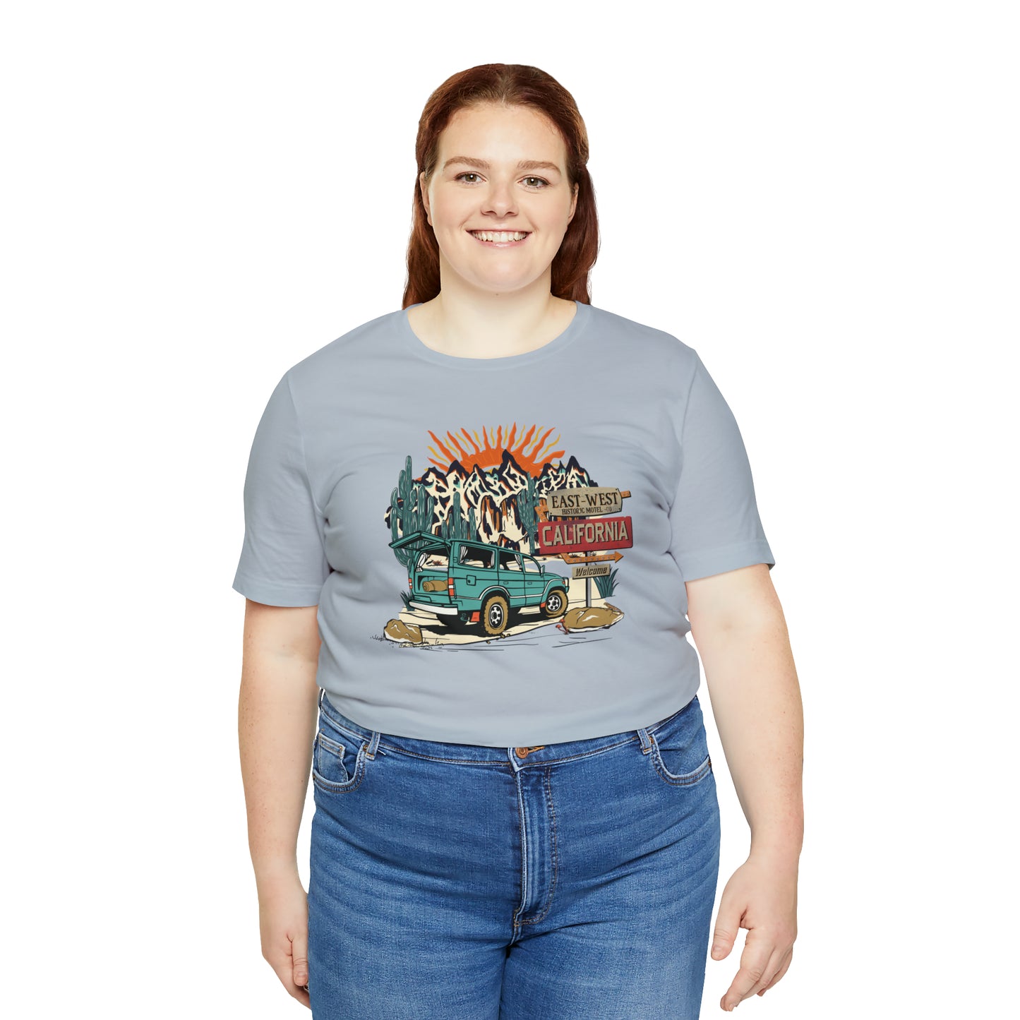Vintage Mountain Scene with Bronco Unisex Jersey Short Sleeve Tee