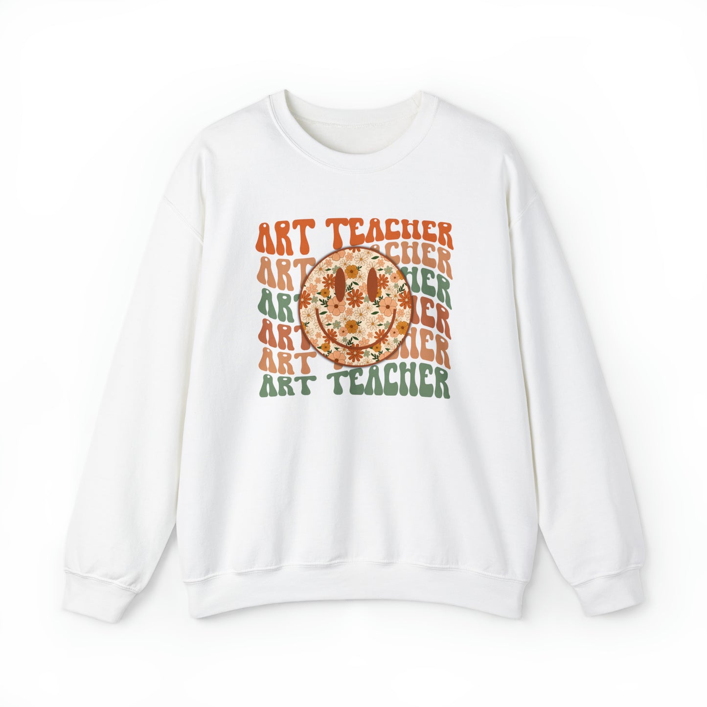 Art Teacher with Smiley Face Heavyweight Crewneck Sweatshirt