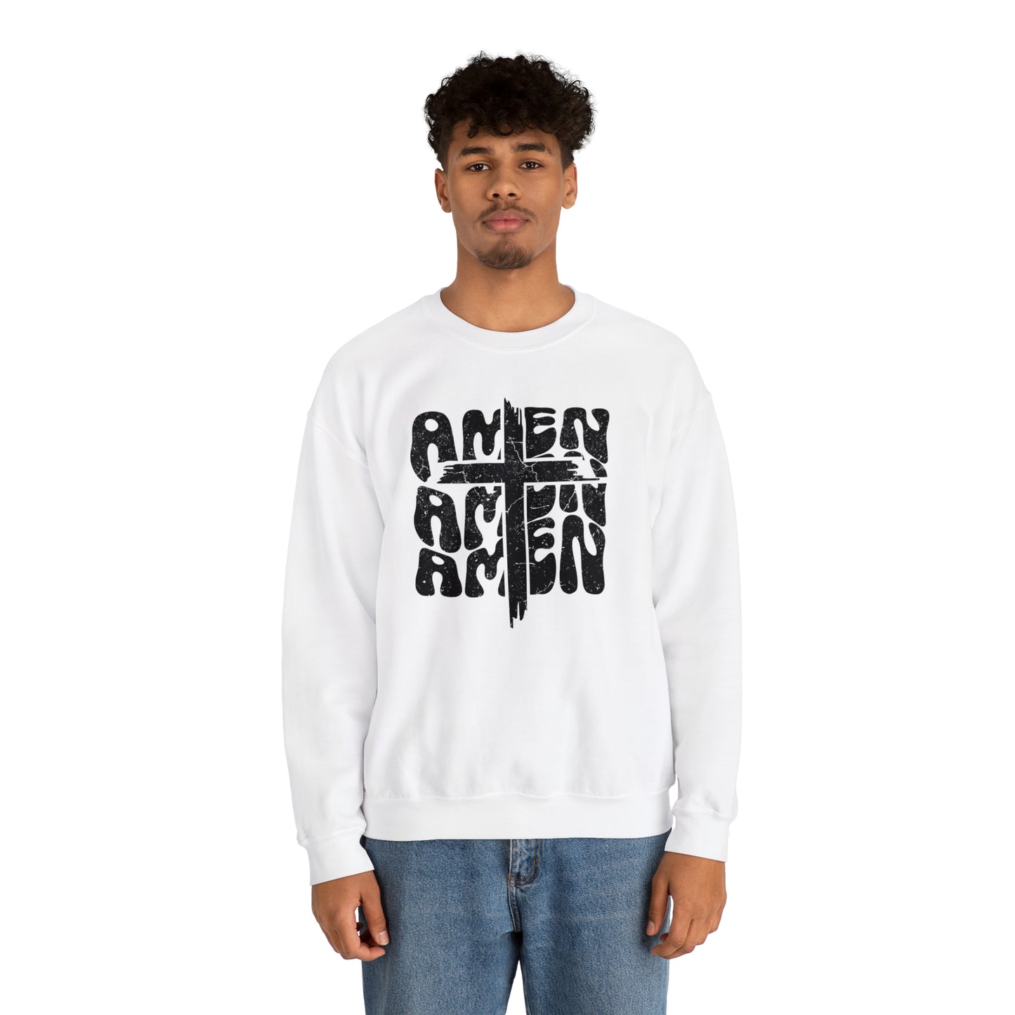 Amen Amen Amen with Cross Design Heavy Blend™ Crewneck Sweatshirt