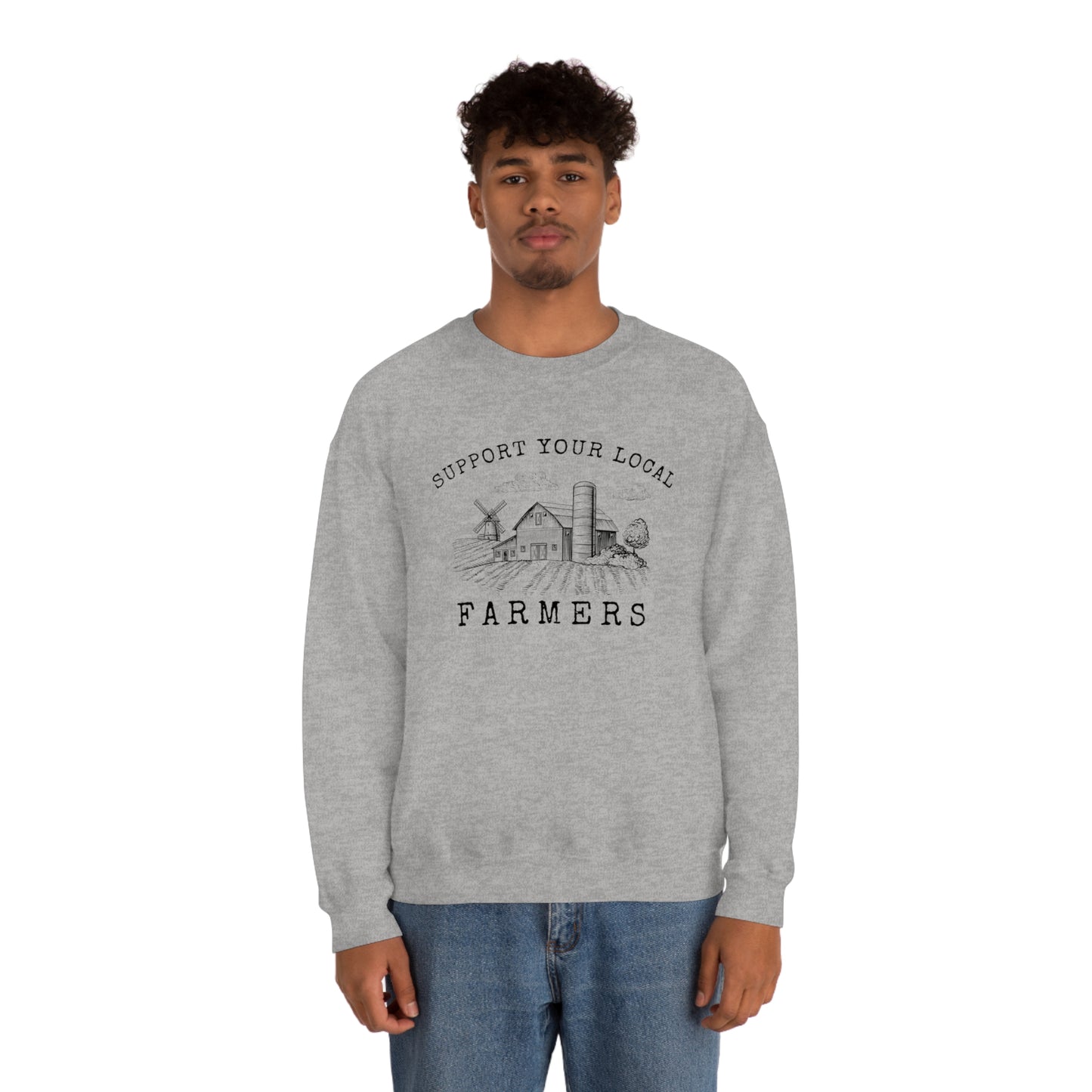 "Support Your Local Farmers - Wide Scene" - Unisex Heavy Blend™ Crewneck Sweatshirt