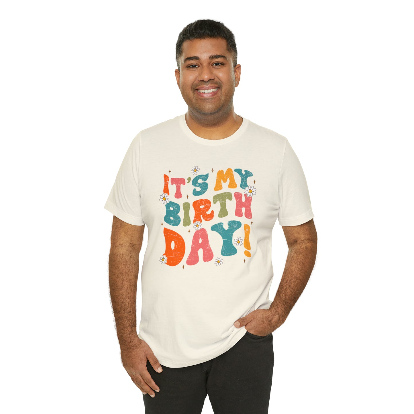 Distressed It's My Birthday Colorful Daisy T-Shirt