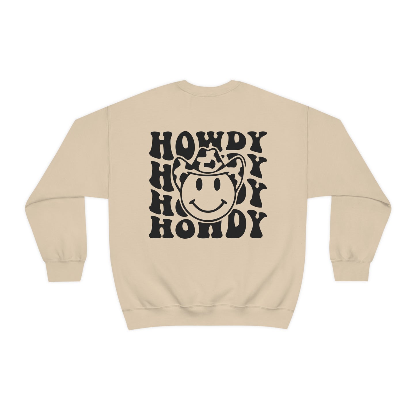 "Smiley Face HOWDY" (Front and Back Design) - Unisex Heavy Blend™ Crewneck Sweatshirt