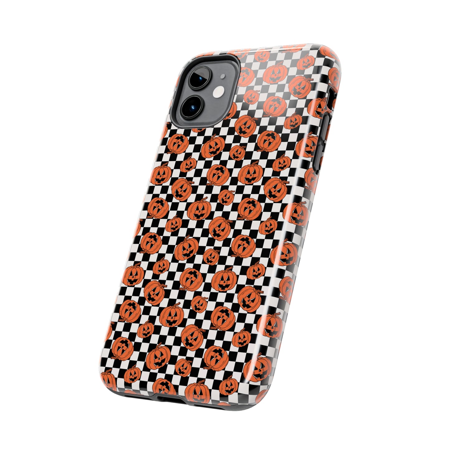 Pumpkin / Jack-O-Lantern Checkerboard Halloween/ Fall Patterned Tough Phone Cases
